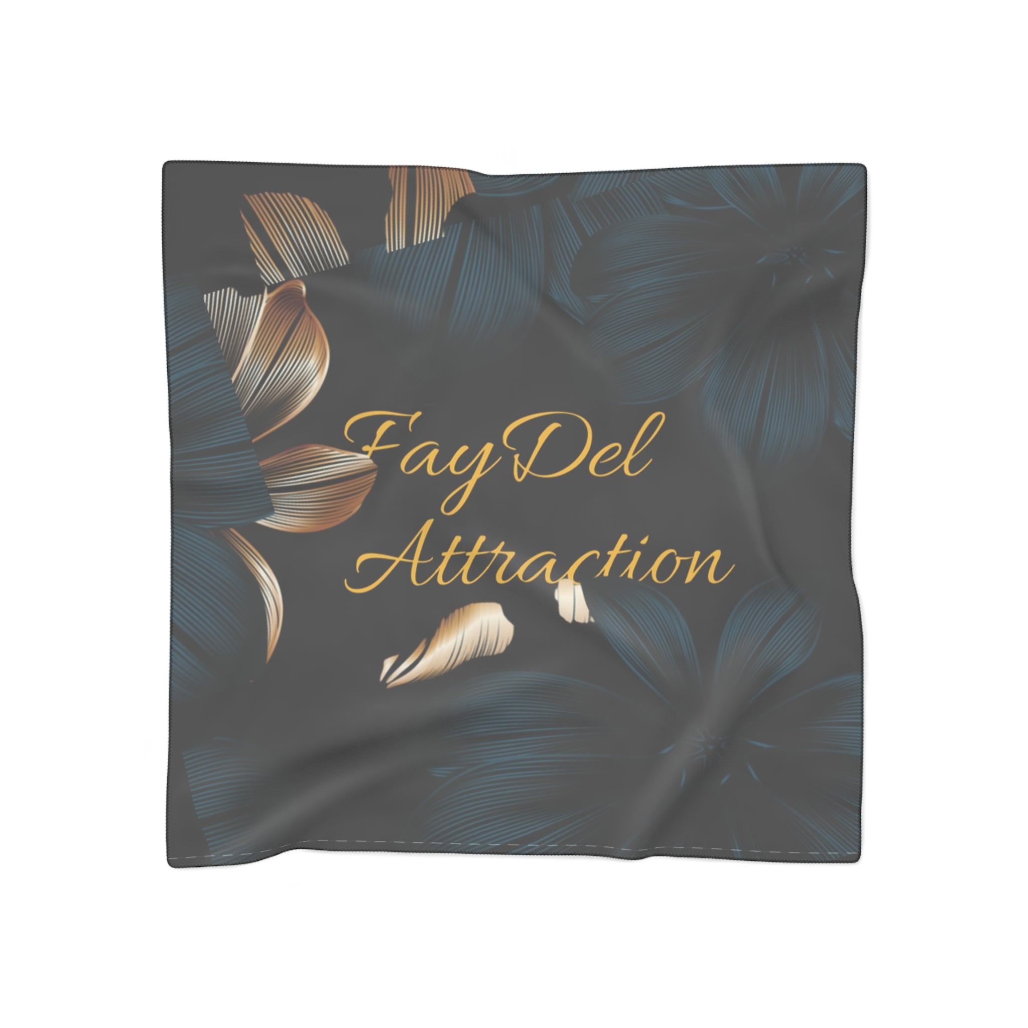 Silk-Feel Floral 'FayDel Attraction' Scarf — Luxe Black & Gold Fashion Accessory