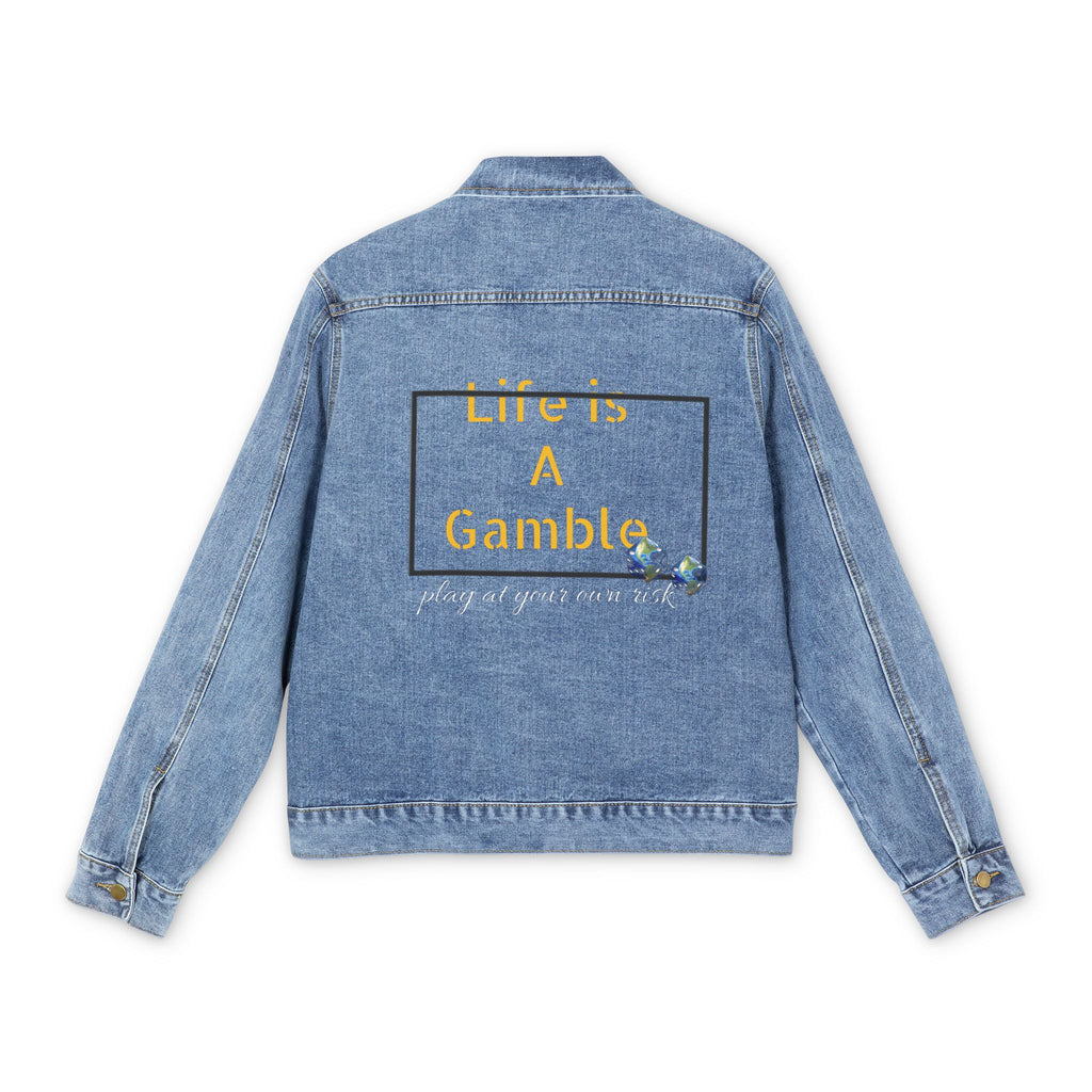Denim Jacket — 'Life Is A Gamble' Embroidered Back Casual Jean Jacket