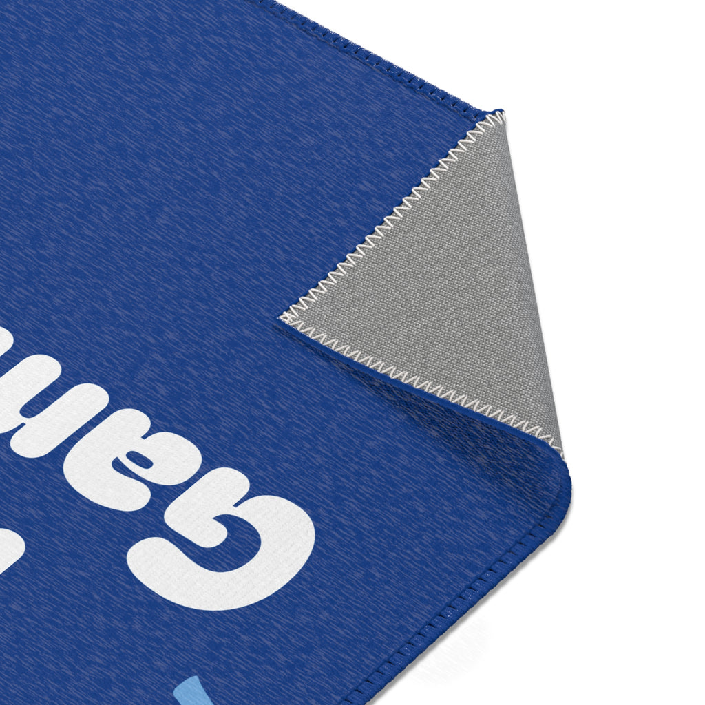 Gaming Area Rug — "I Can't Right Now I'm Gaming" Blue Accent Mat for Gamers