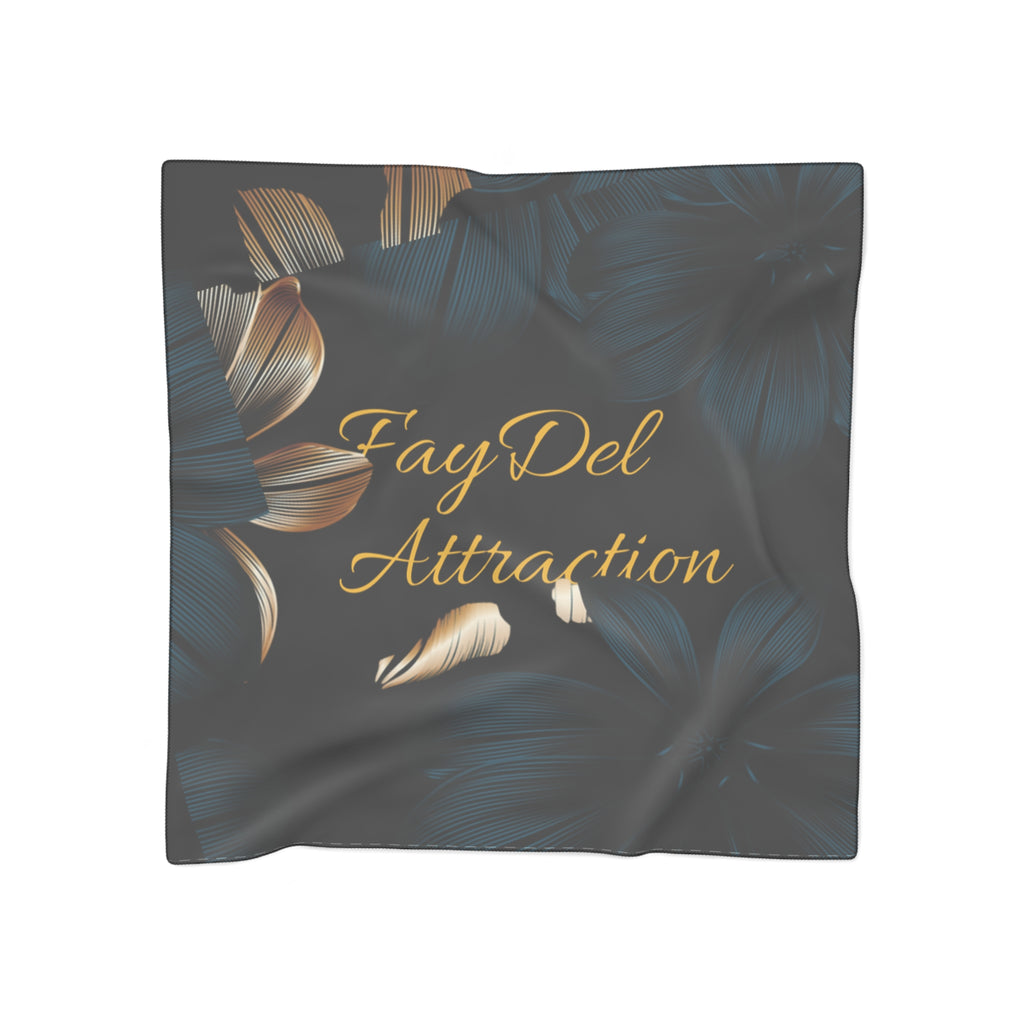 Silk-Feel Floral 'FayDel Attraction' Scarf — Luxe Black & Gold Fashion Accessory