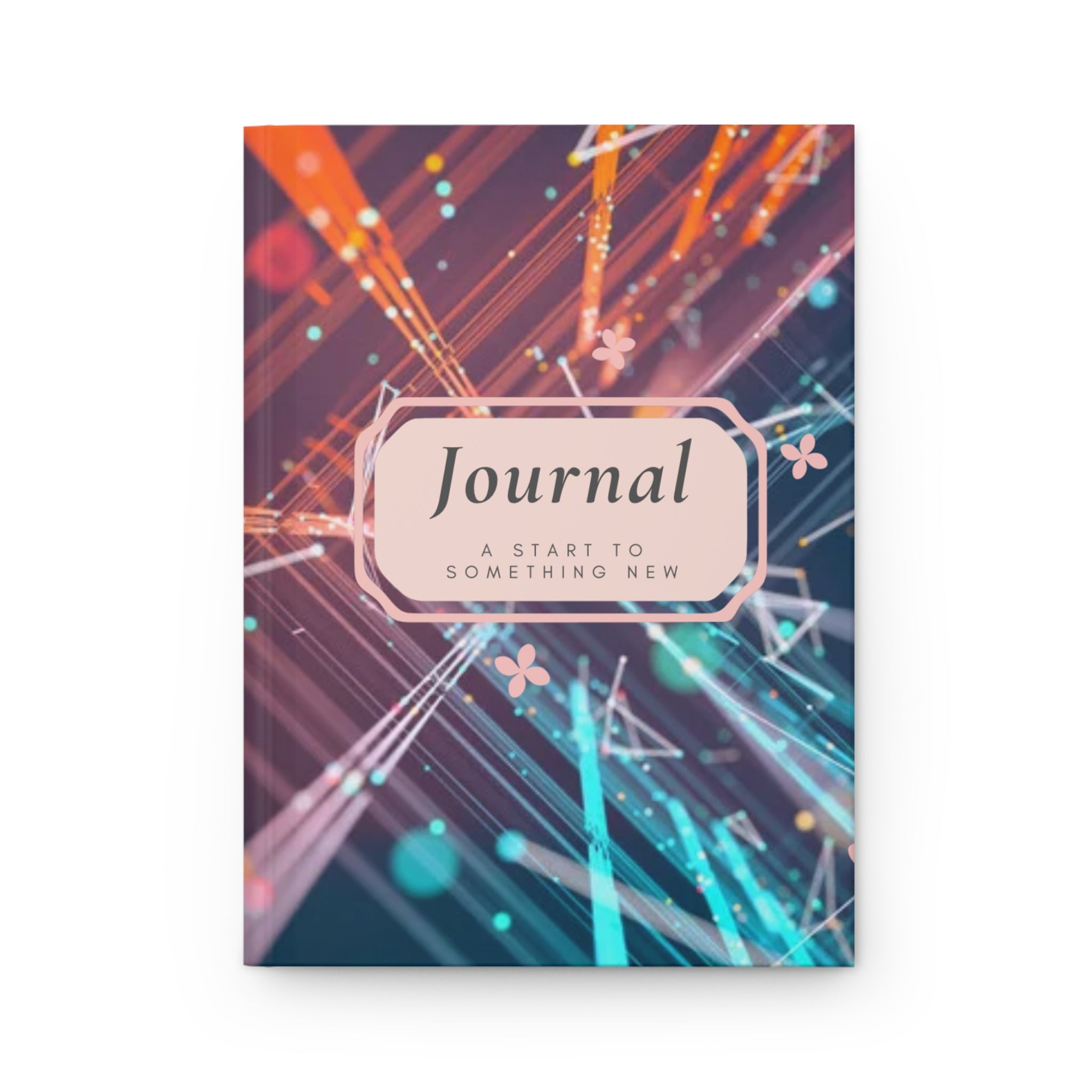 Hardcover Journal — 'A Start to Something New' Abstract Neon Lights Notebook