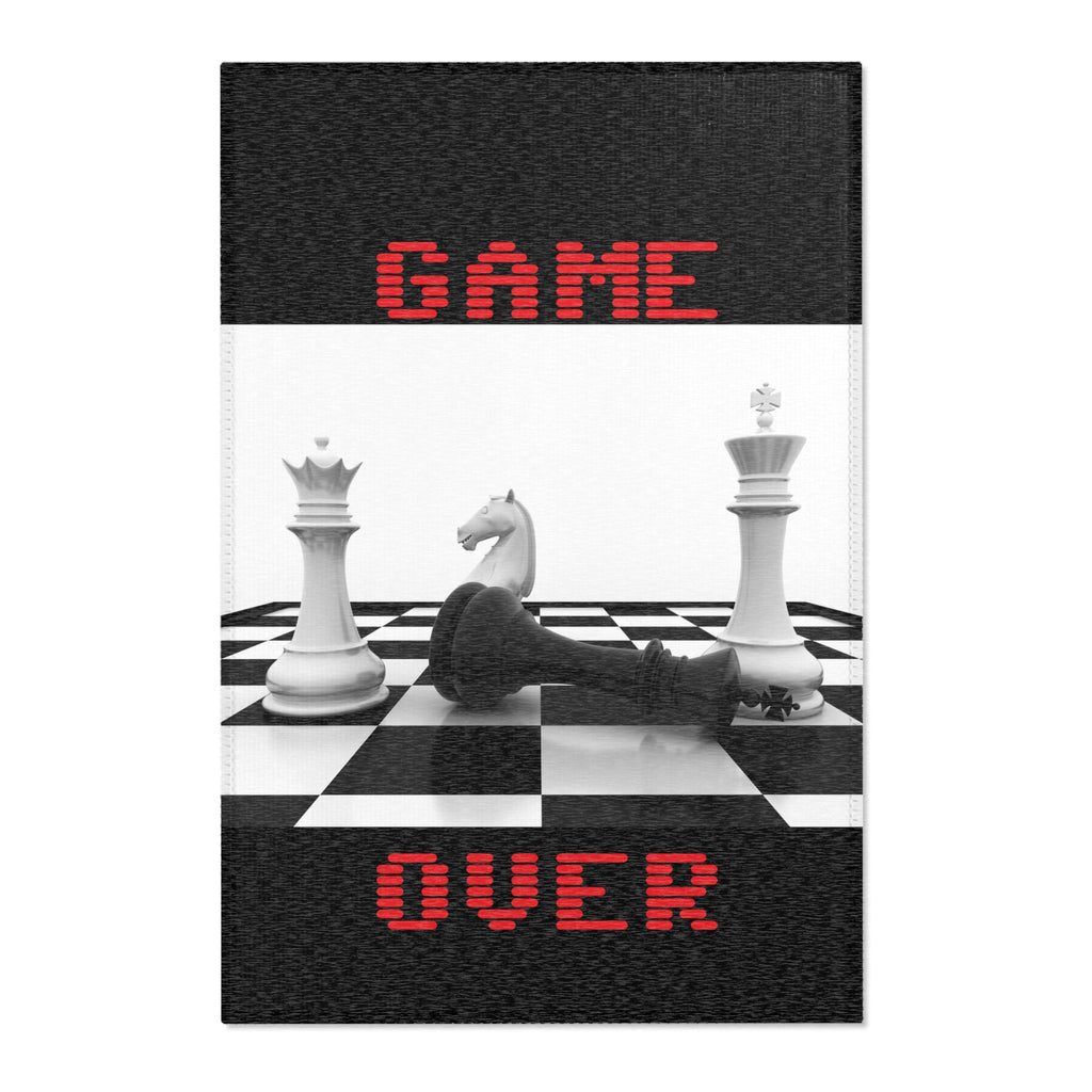 Chess 'Game Over' Area Rug — Black & White Gaming Decor