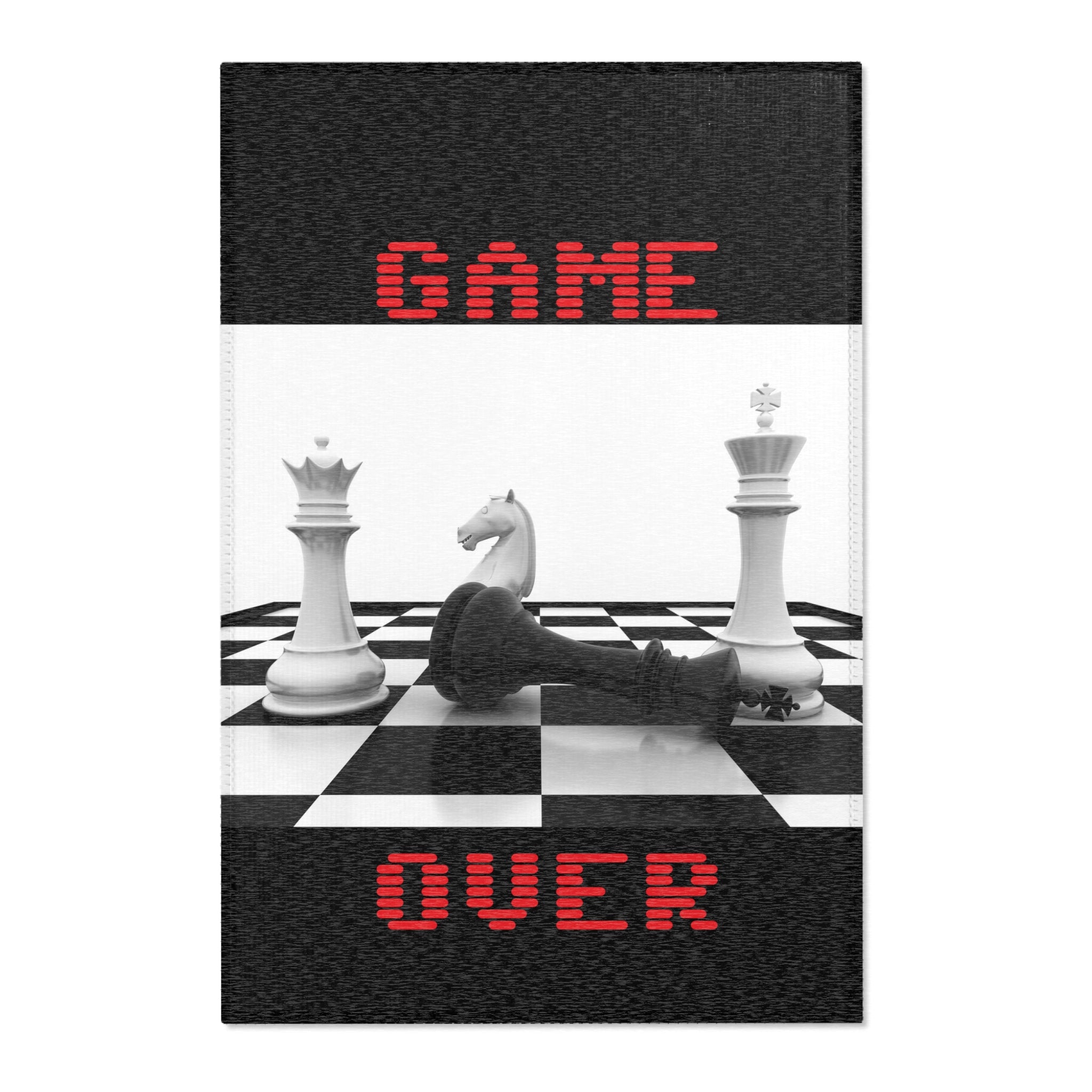 Chess 'Game Over' Area Rug — Black & White Gaming Decor