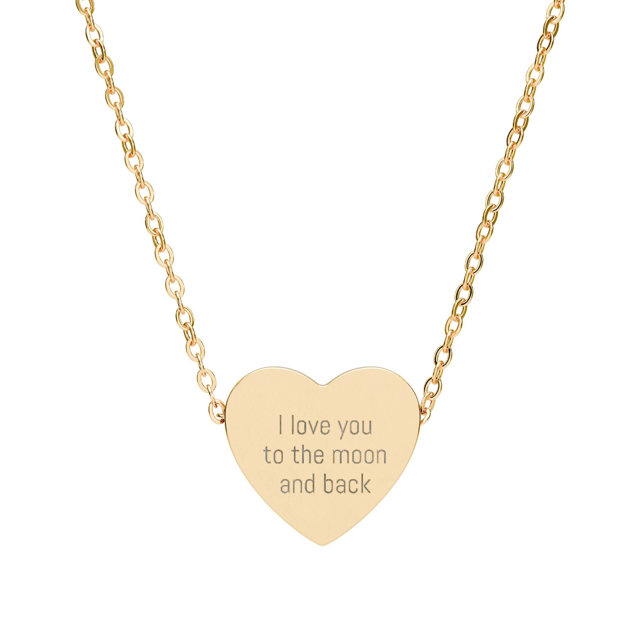 Engraved Heart Necklace — "I love you to the moon and back"