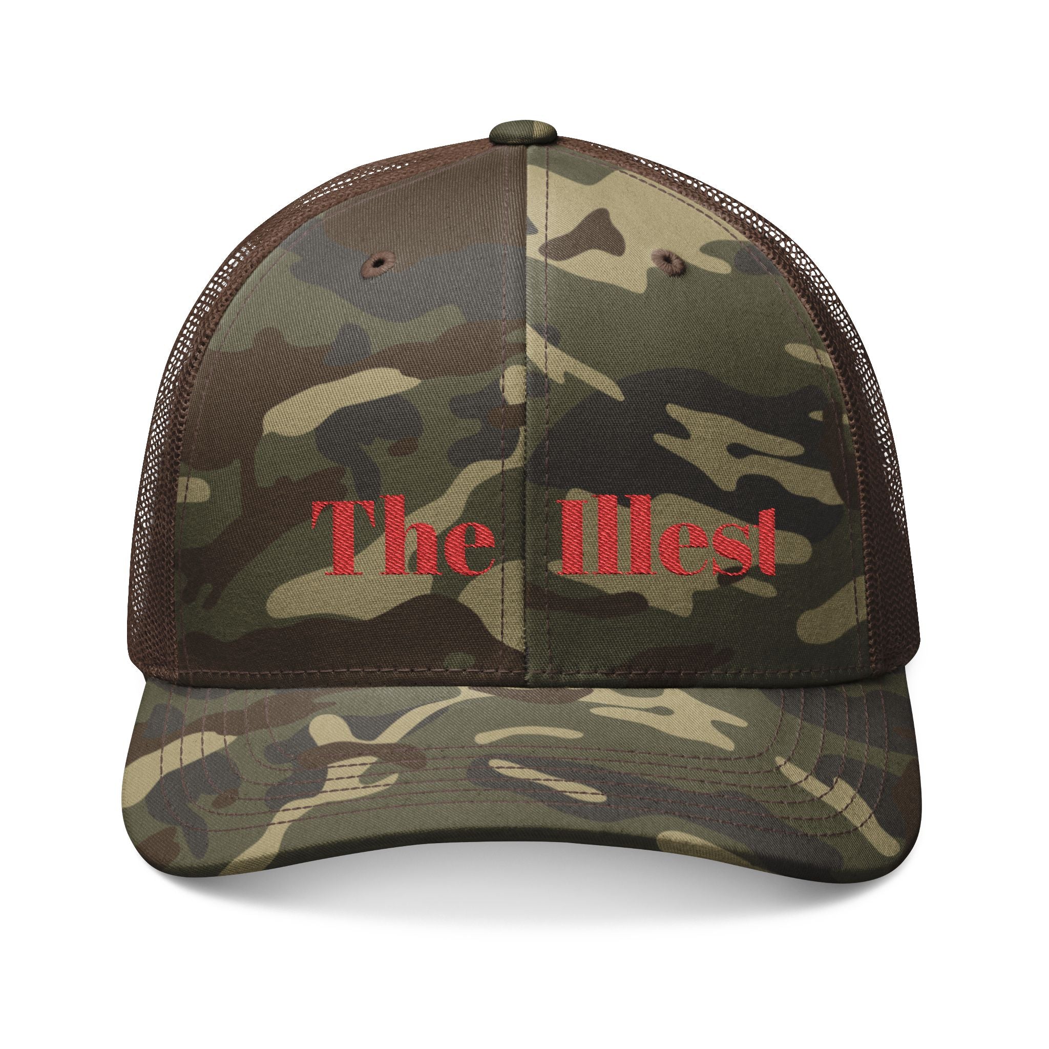 Camouflage Trucker Hat — Embroidered "The Illest" Red Logo