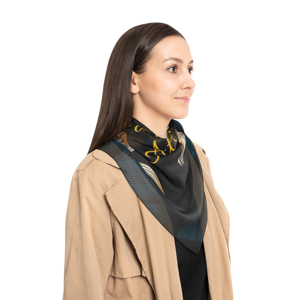 Silk-Feel Floral 'FayDel Attraction' Scarf — Luxe Black & Gold Fashion Accessory