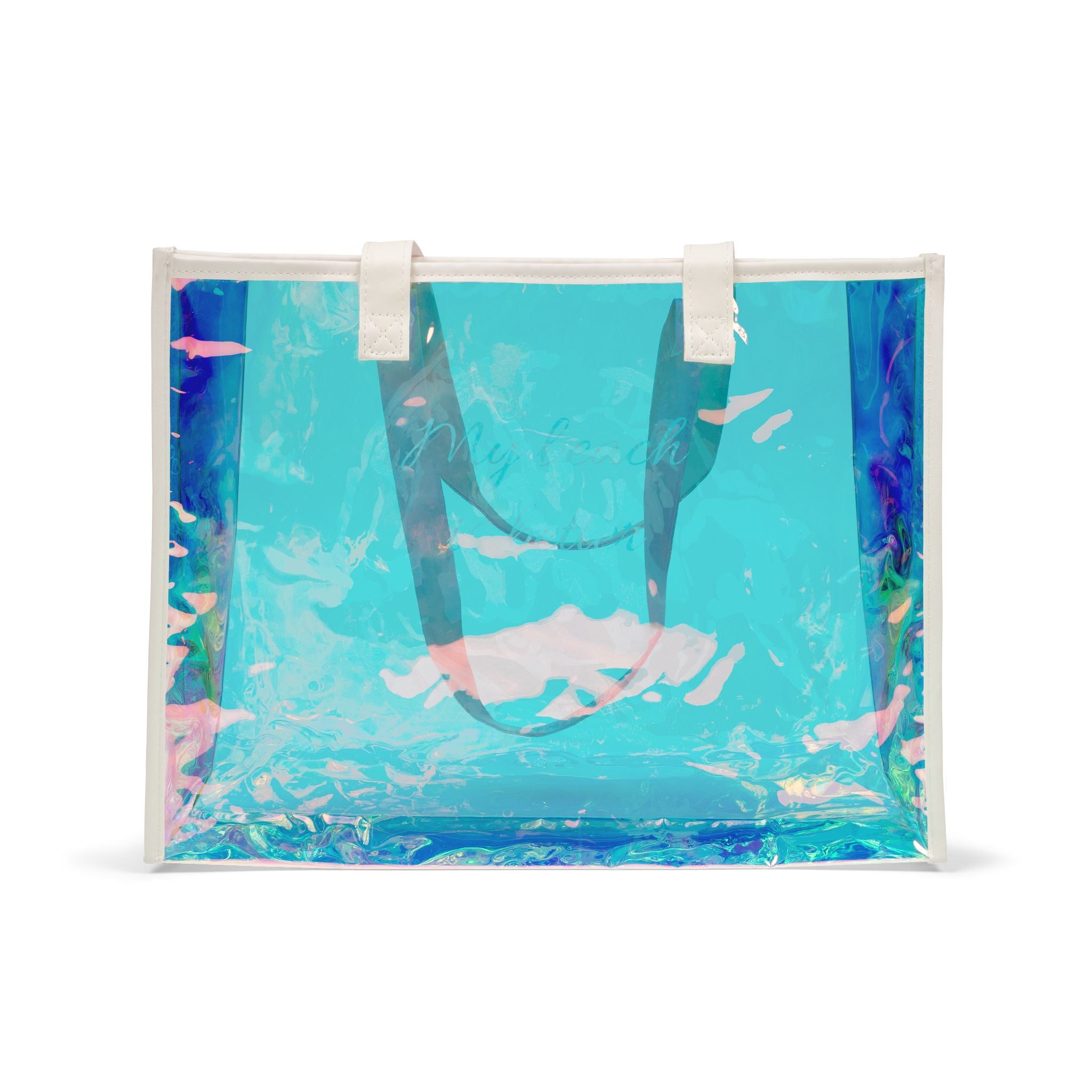 Holographic Beach Tote Bag — "My Beach Is Better" Iridescent Clear Beach Bag