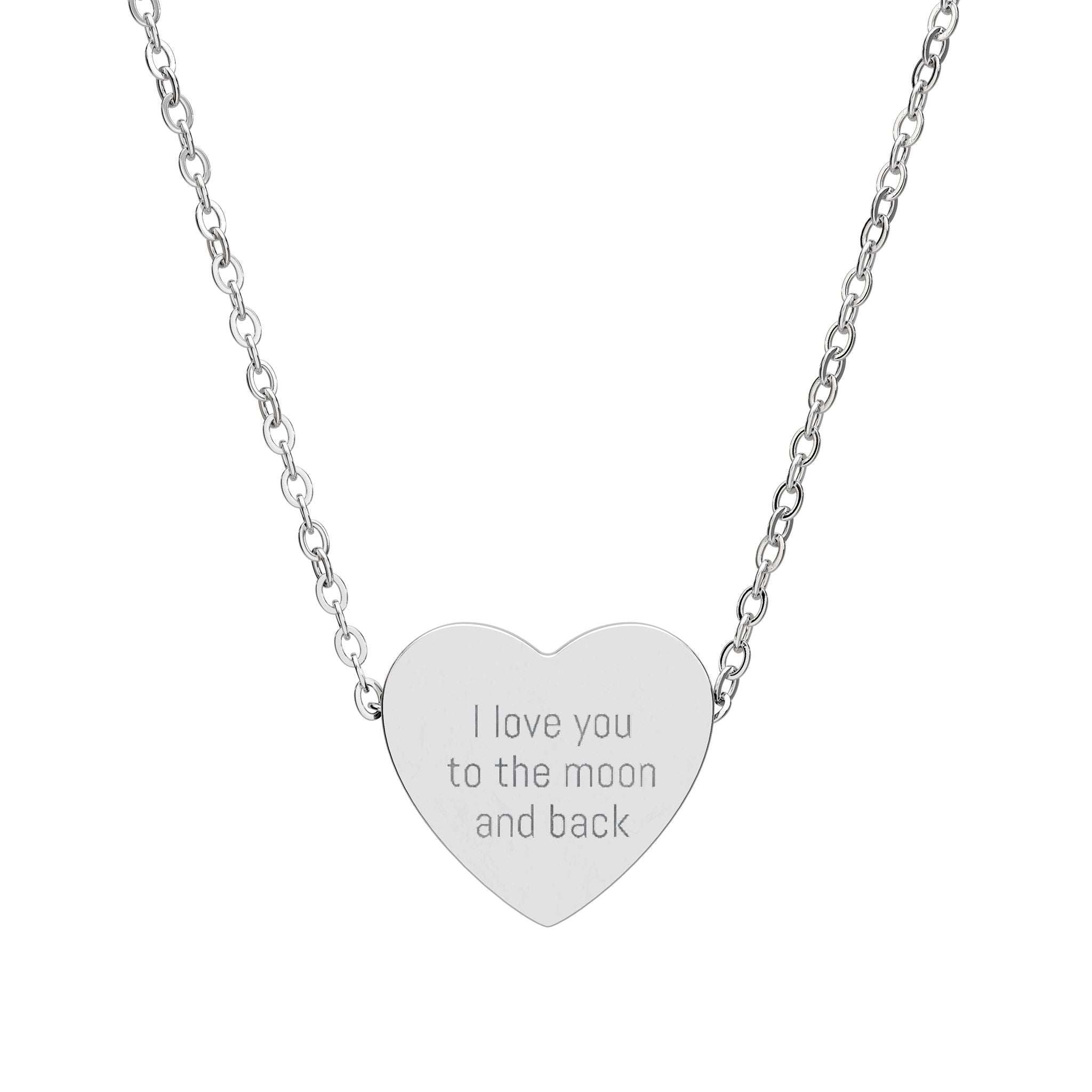 Engraved Heart Necklace — "I love you to the moon and back"