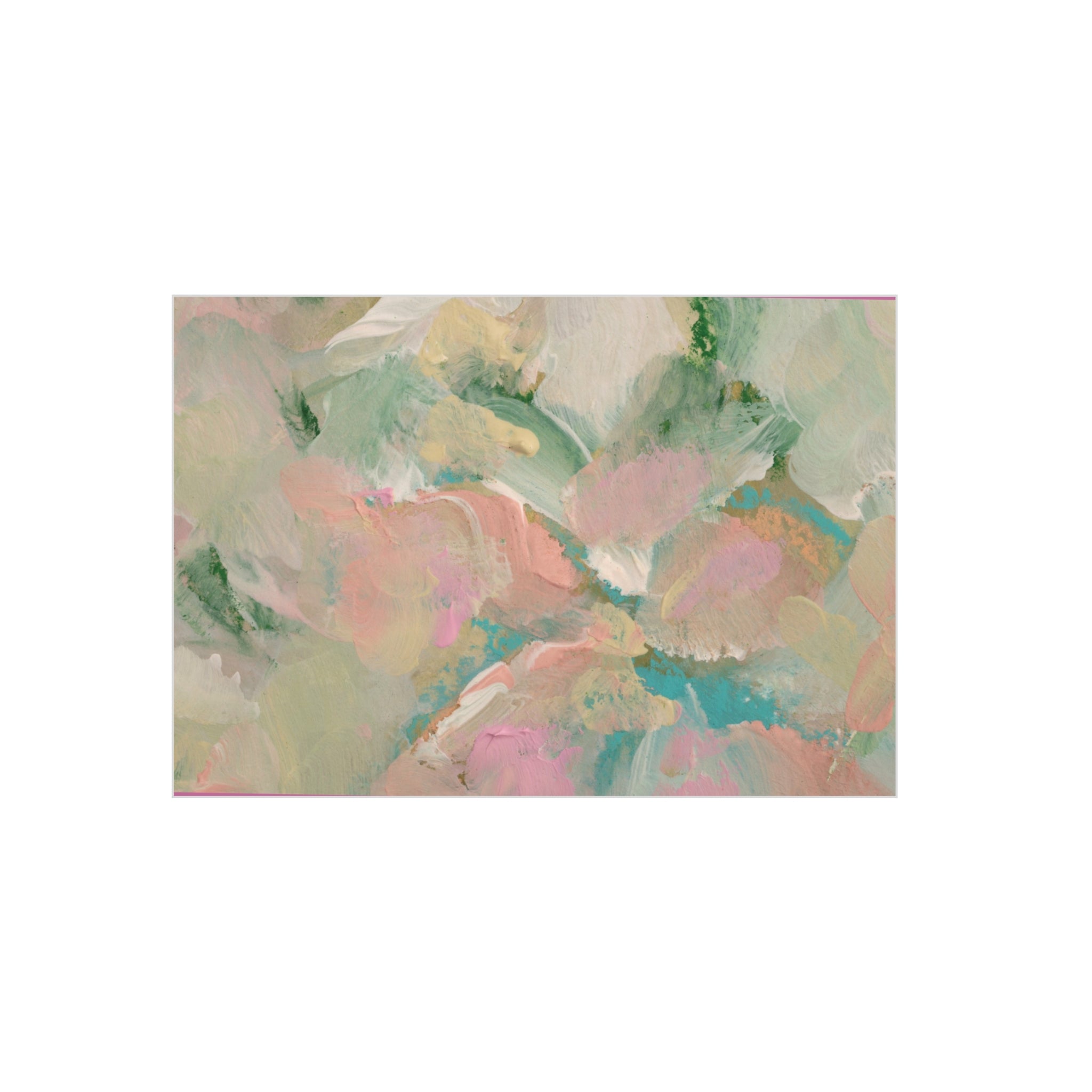 Abstract Pastel Floral Foam Board Print — Soft Green & Pink Wall Art