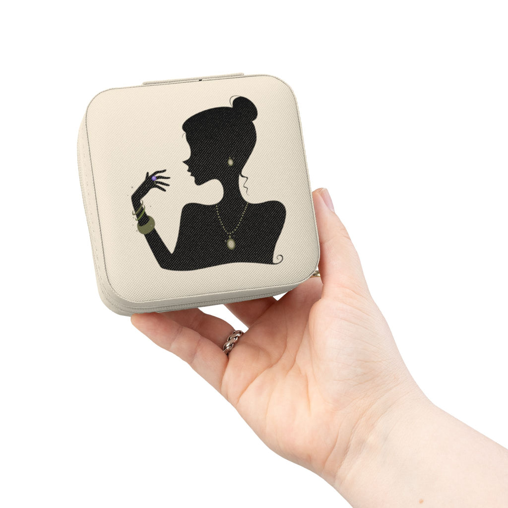 Compact Jewelry Case — Silhouette Design Portable Organizer for Rings, Earrings & Necklaces