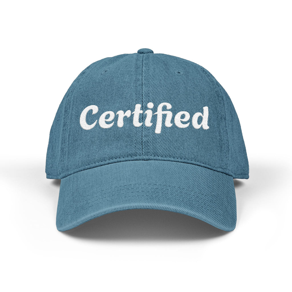 Embroidered Denim Baseball Hat — "Certified" Script Cap