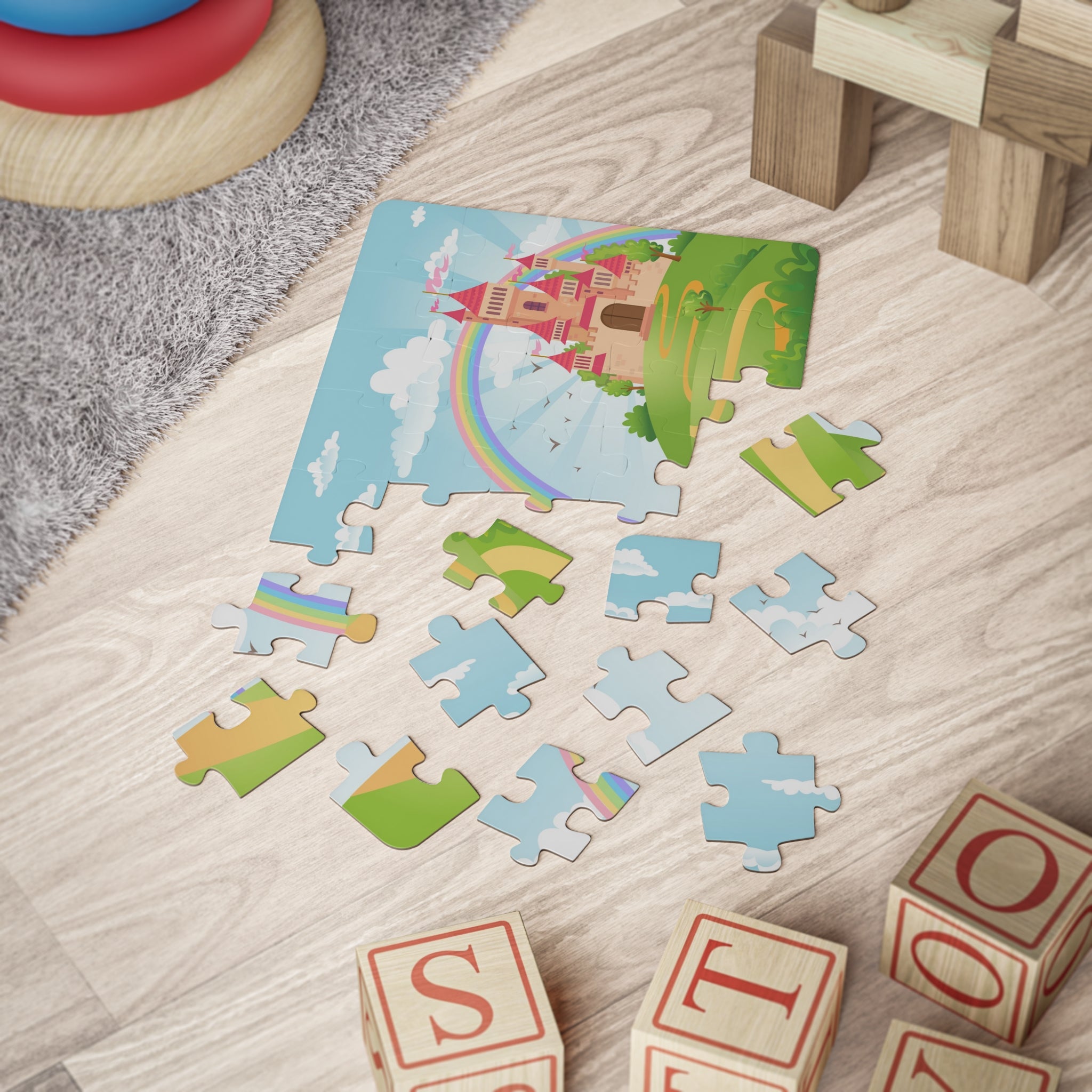 Castle & Rainbow 30-Piece Kids Puzzle — Magical Fairy Tale Jigsaw for Toddlers