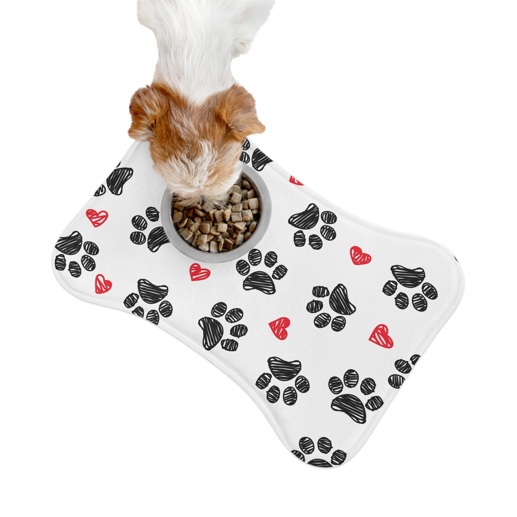Pet Feeding Mat — Paw Print & Heart Non-Slip Placemat for Dogs & Cats