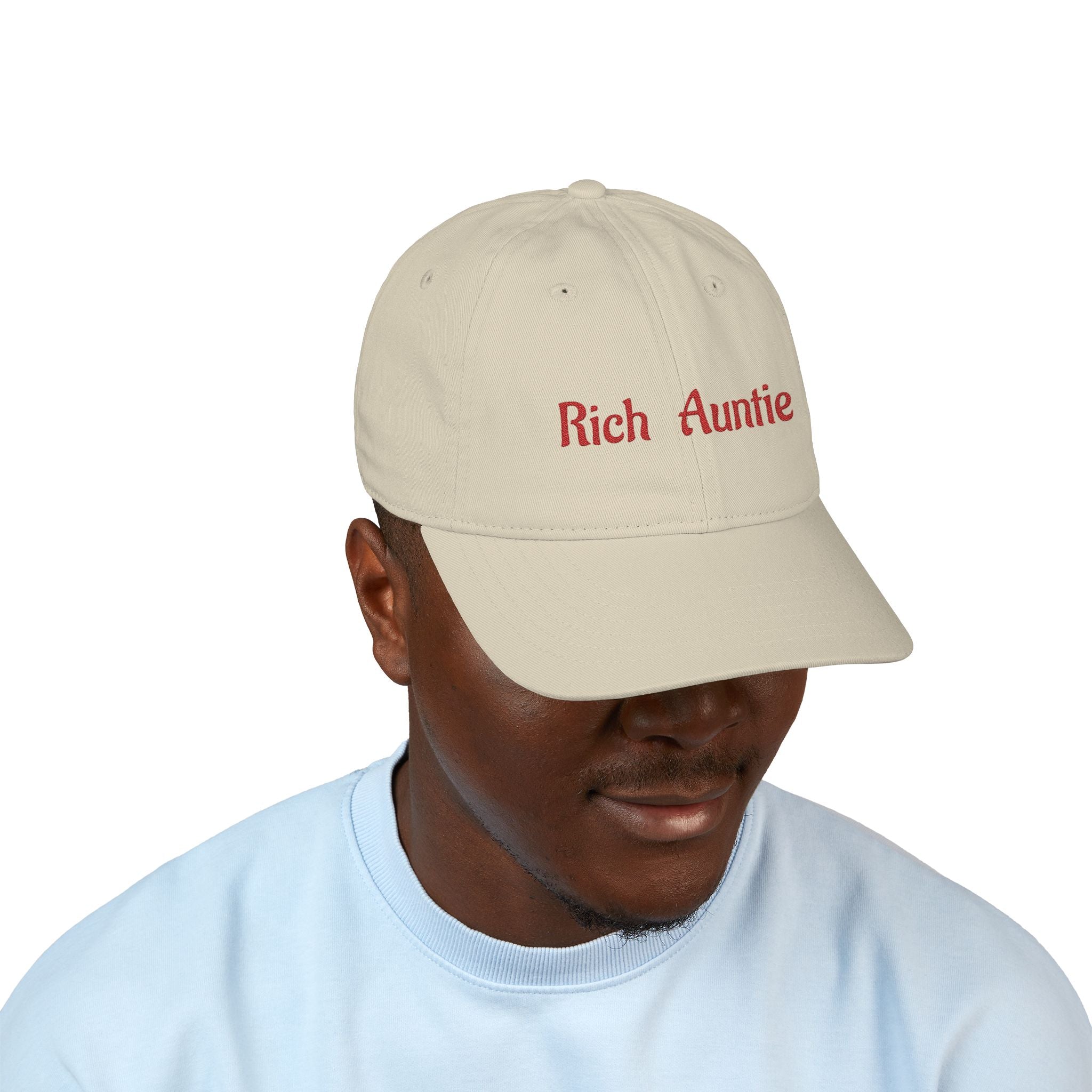 Baseball Cap — 'Rich Auntie' Embroidered Organic Cotton