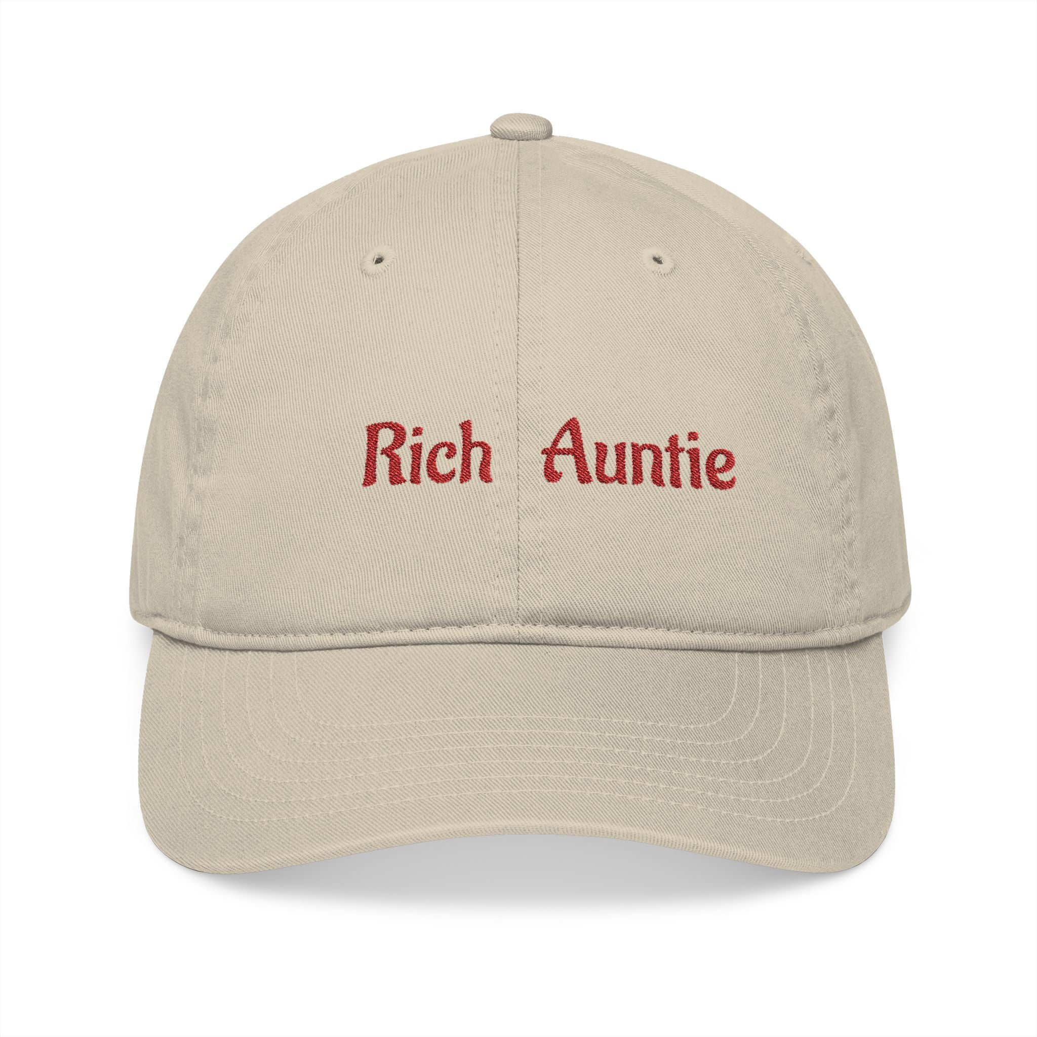 Baseball Cap — 'Rich Auntie' Embroidered Organic Cotton
