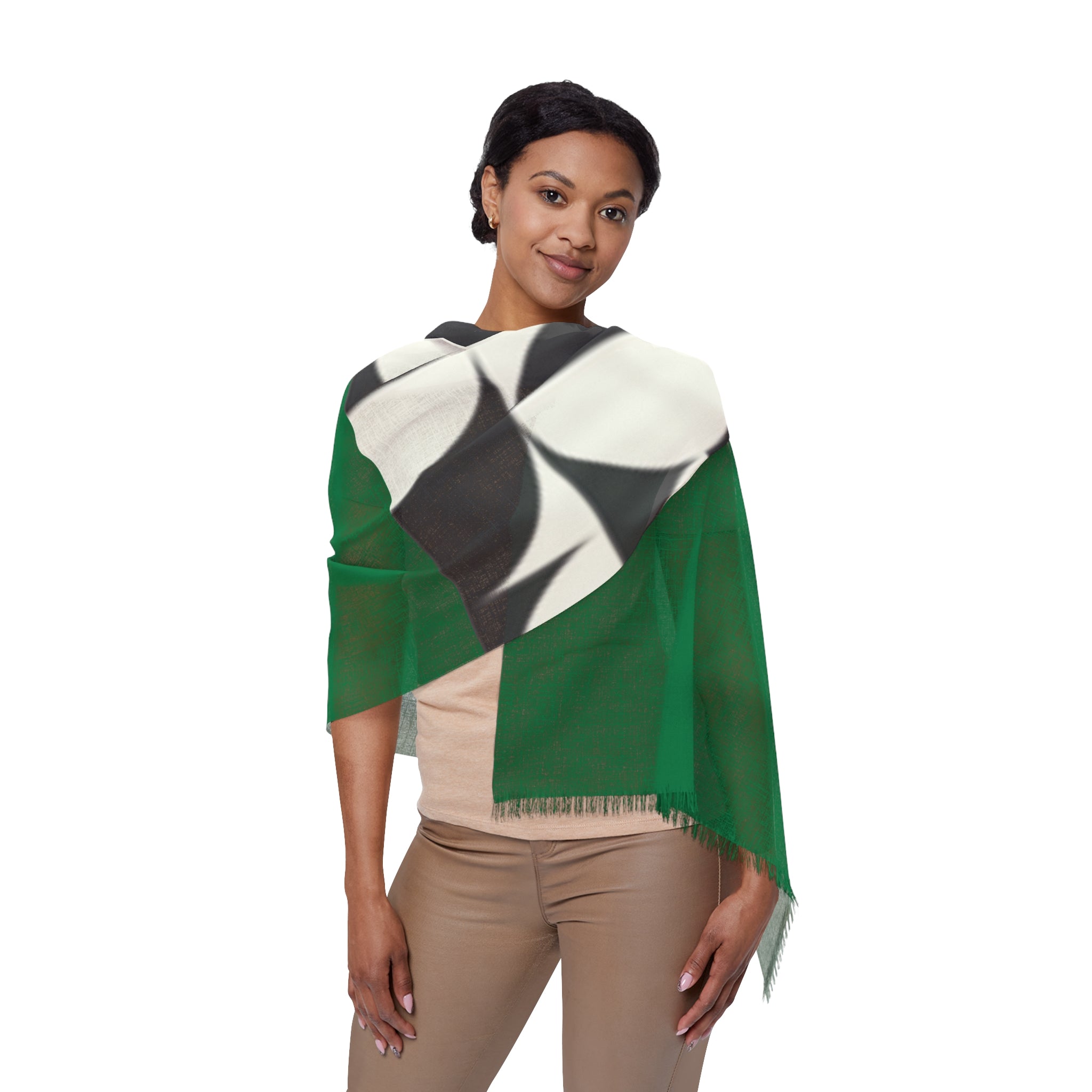 Green Black & White Light Scarf – Lightweight Fashion Scarf