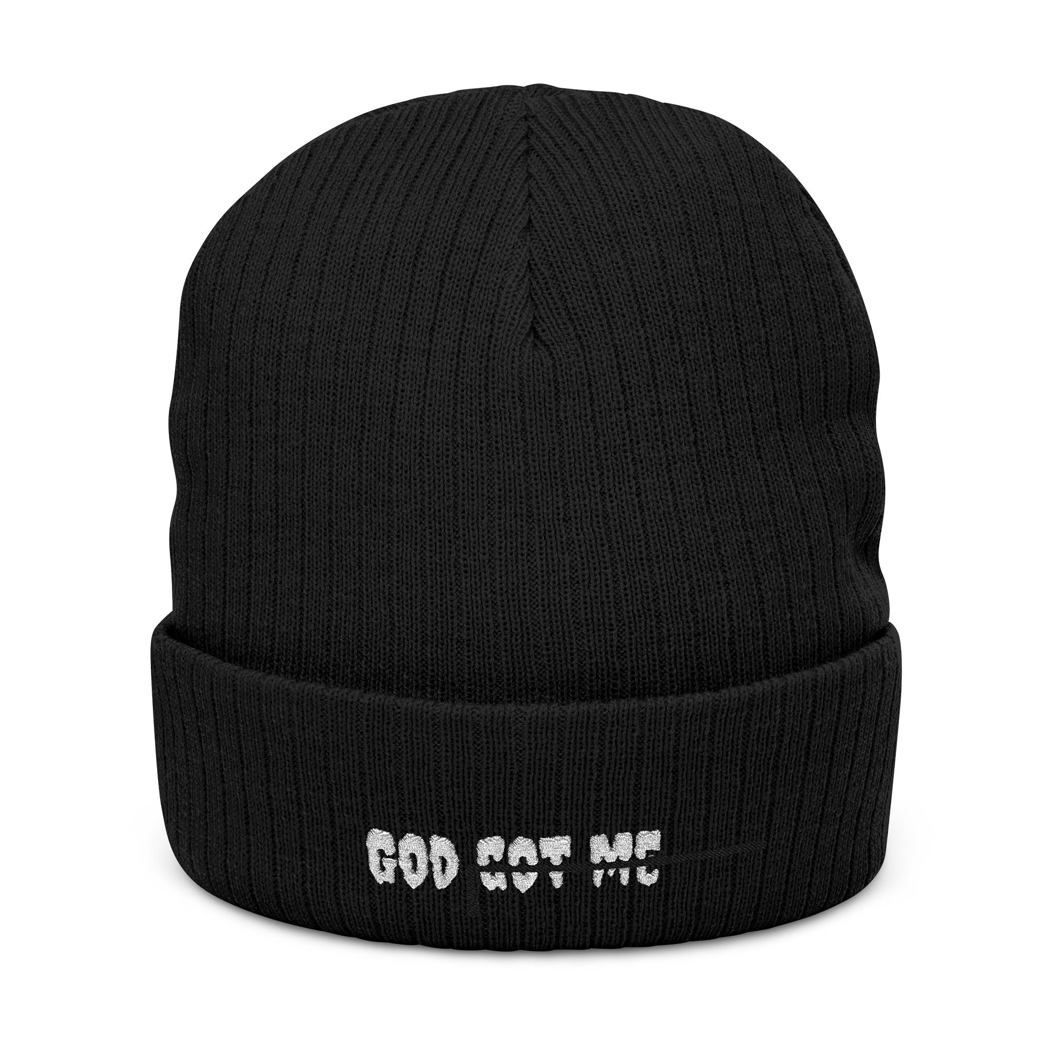 Embroidered 'God Got Me' Ribbed Knit Beanie — Faith-Inspired Winter Hat