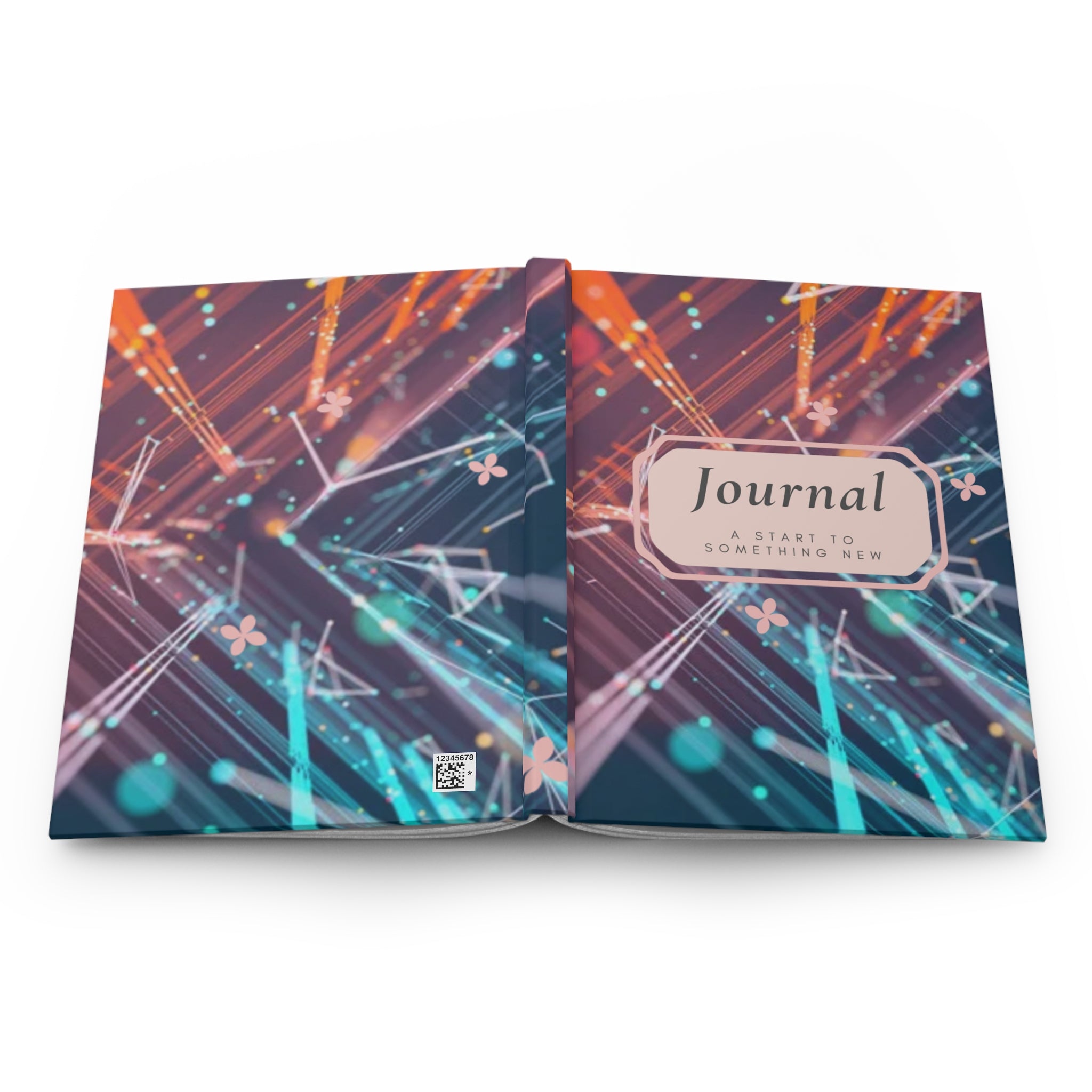 Hardcover Journal — 'A Start to Something New' Abstract Neon Lights Notebook