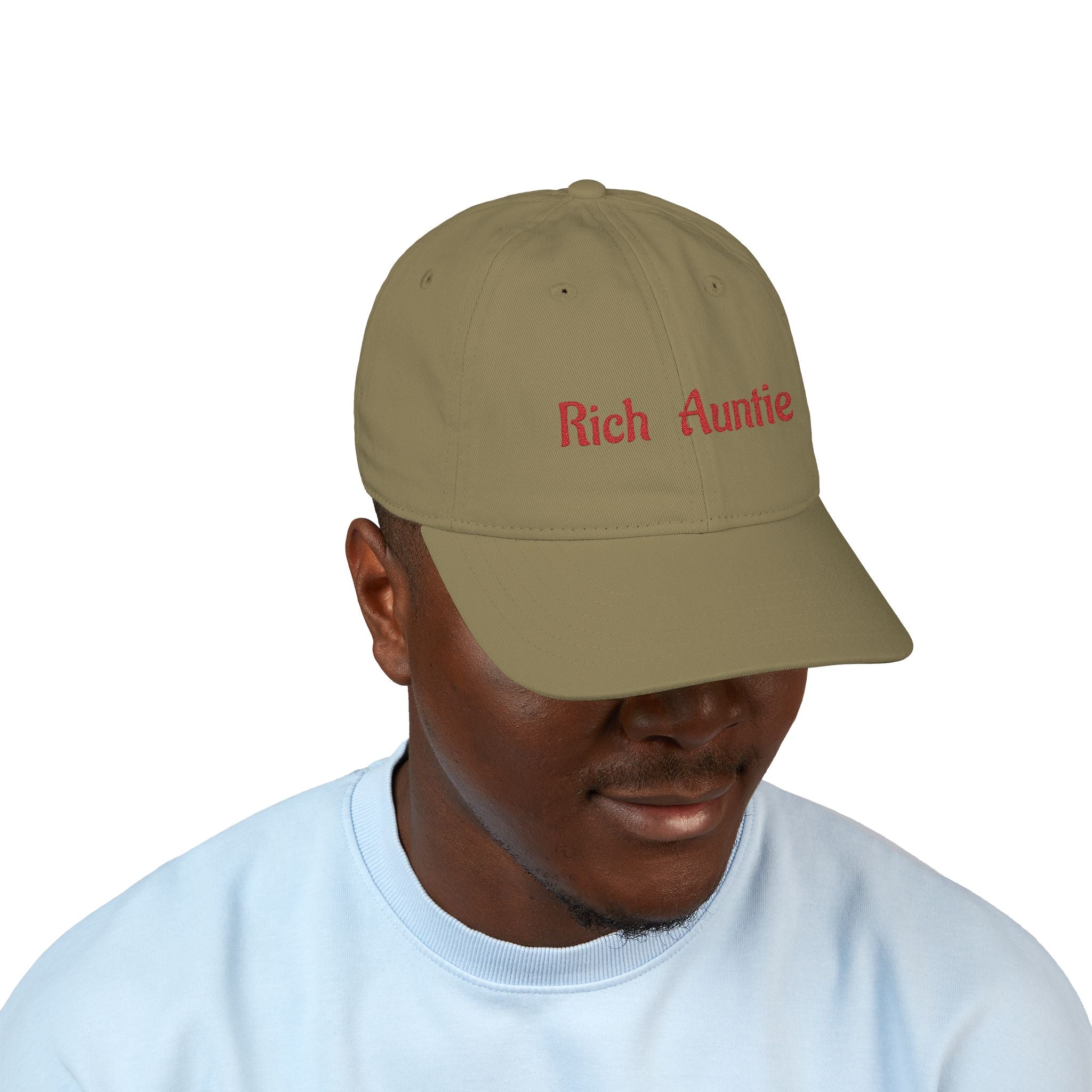 Baseball Cap — 'Rich Auntie' Embroidered Organic Cotton