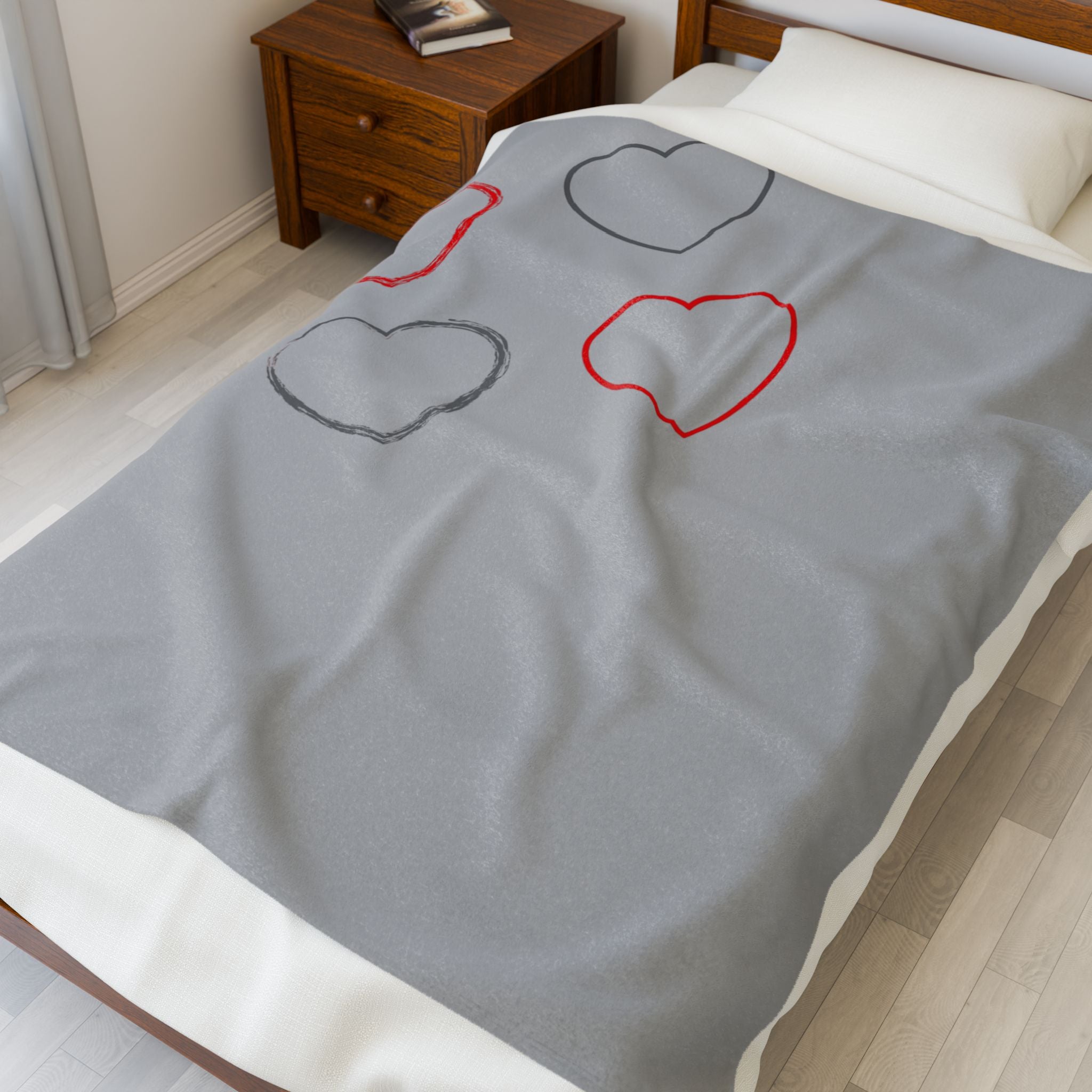 Heart Velveteen Plush Blanket — Redhead Goddess on Crescent Moon Throw