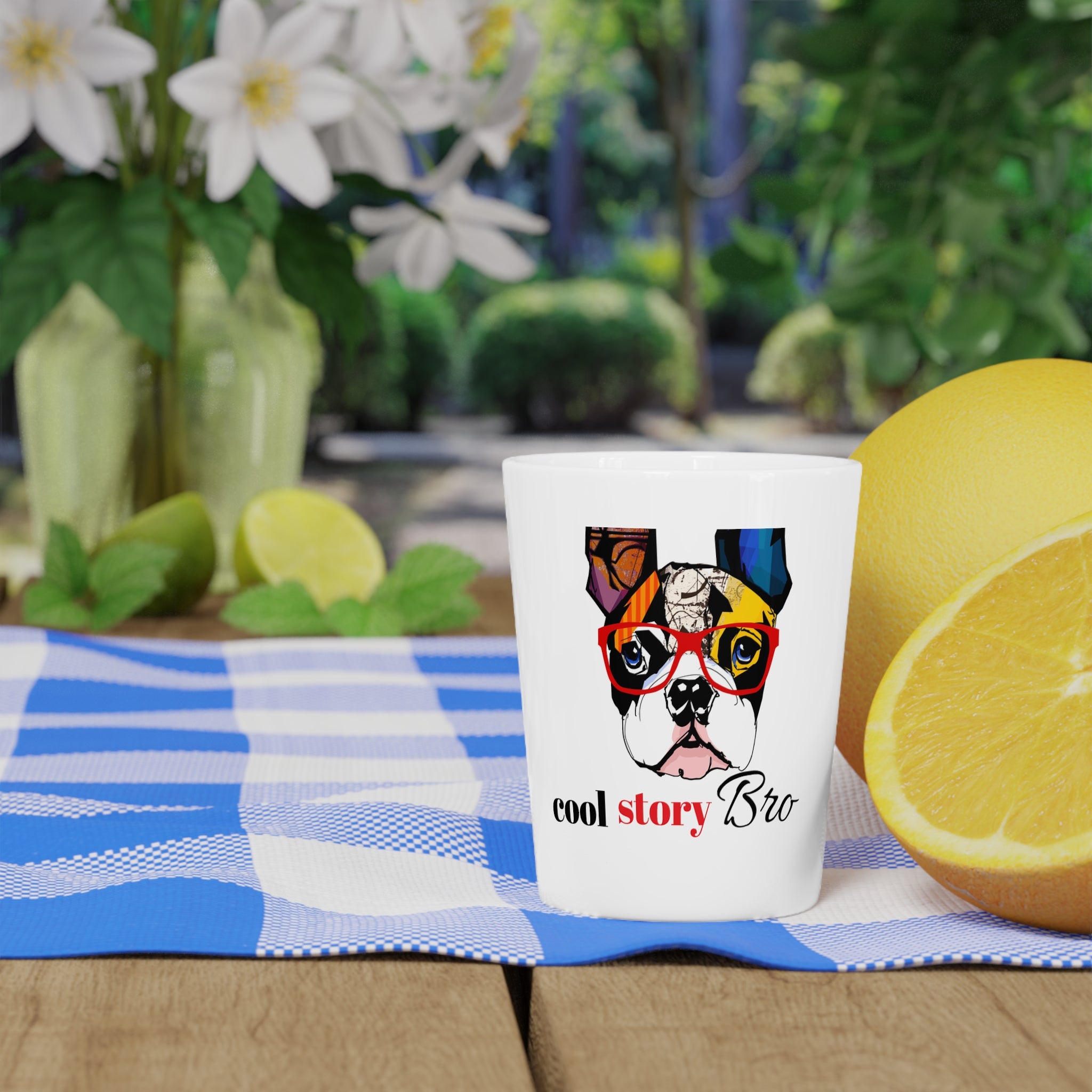 Cool Dog Shot Glass — Colorful French Bulldog Design