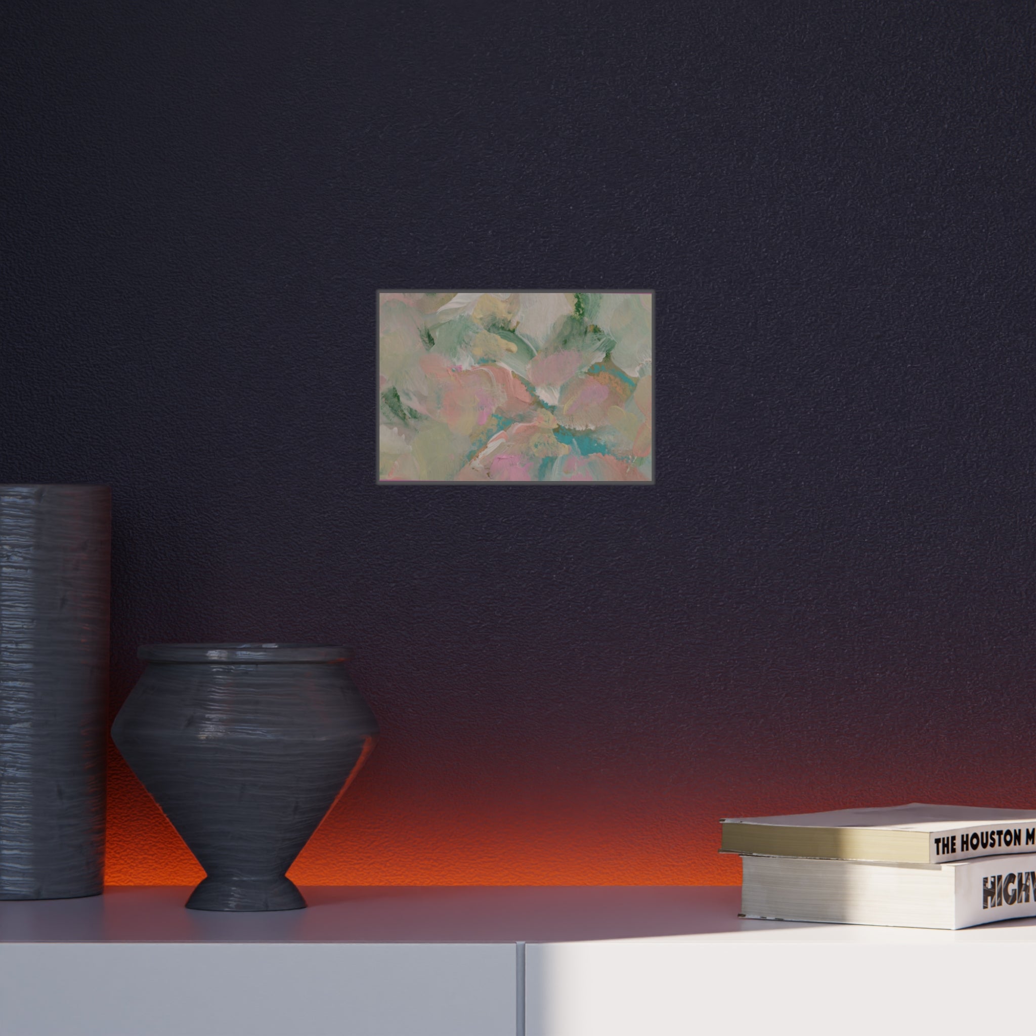 Abstract Pastel Floral Foam Board Print — Soft Green & Pink Wall Art