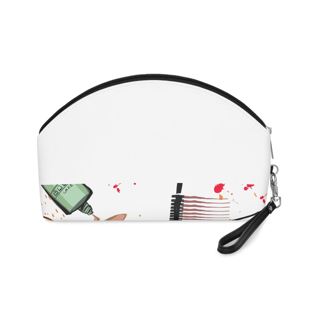 Makeup Bag — Cosmetic Pouch with Watercolor Beauty Tools Print