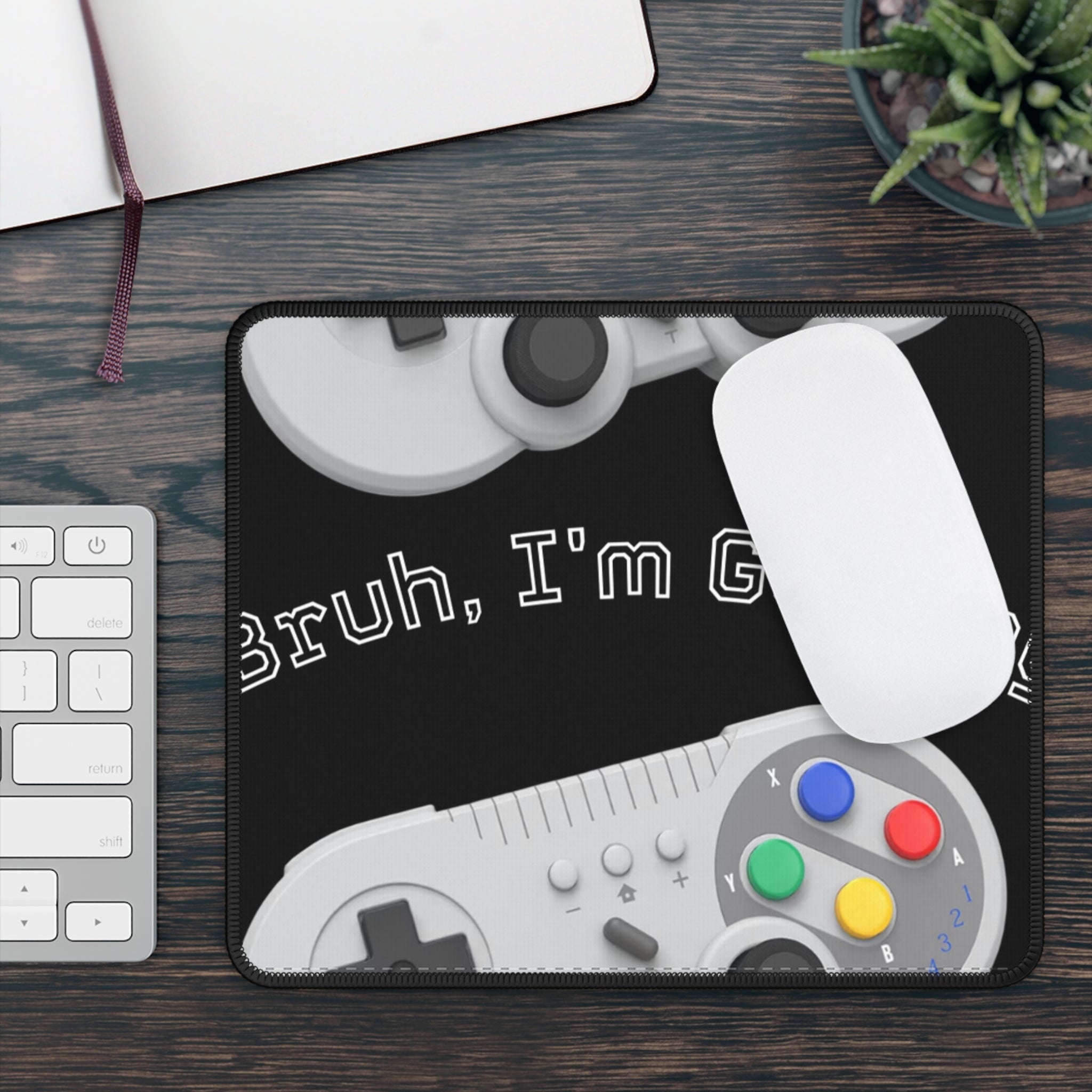 Gaming Mouse Pad — "Bruh, I'm Gaming" Retro Controller Desk Mat