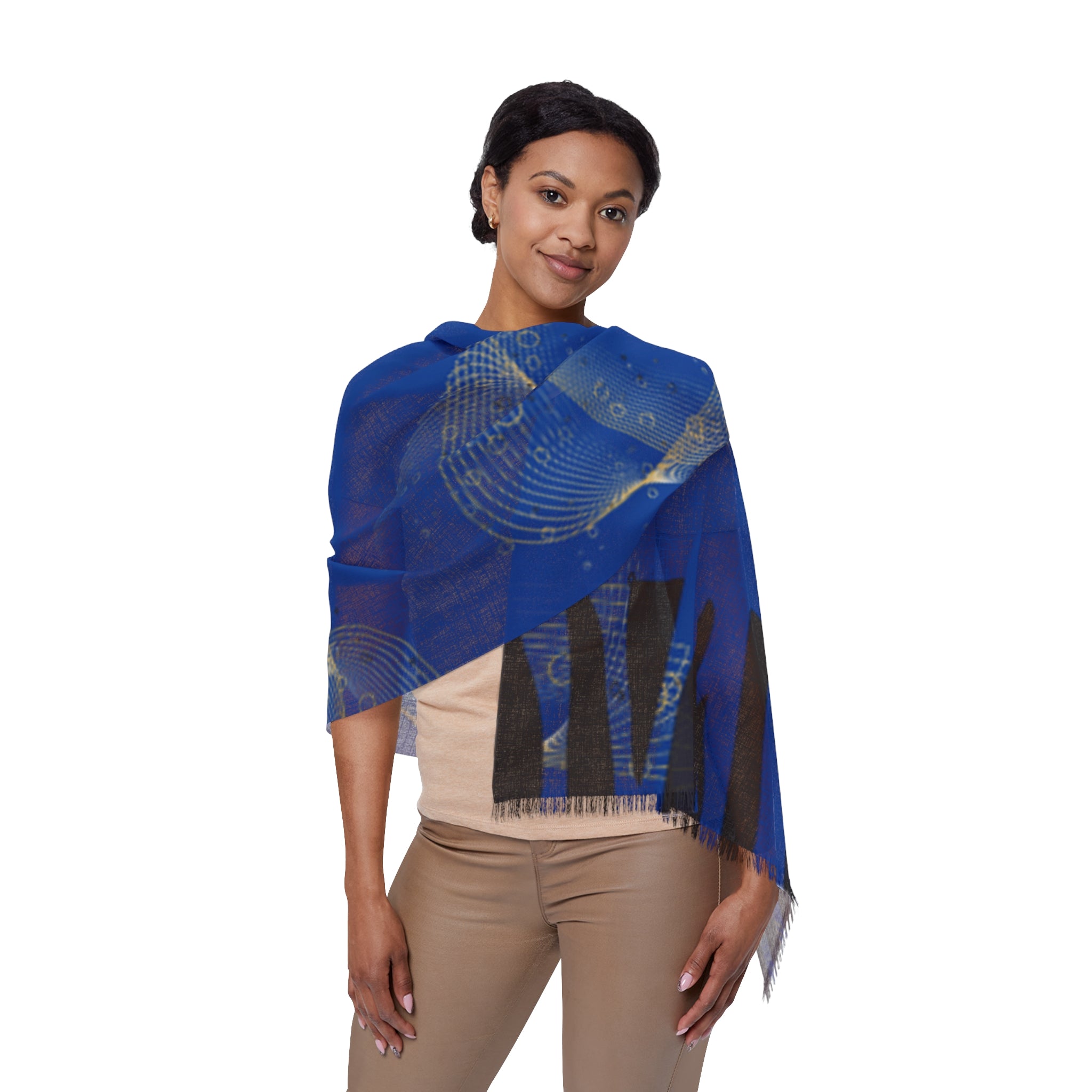 Ethereal Light Scarf – Soft Blue Shimmer Woven Wrap