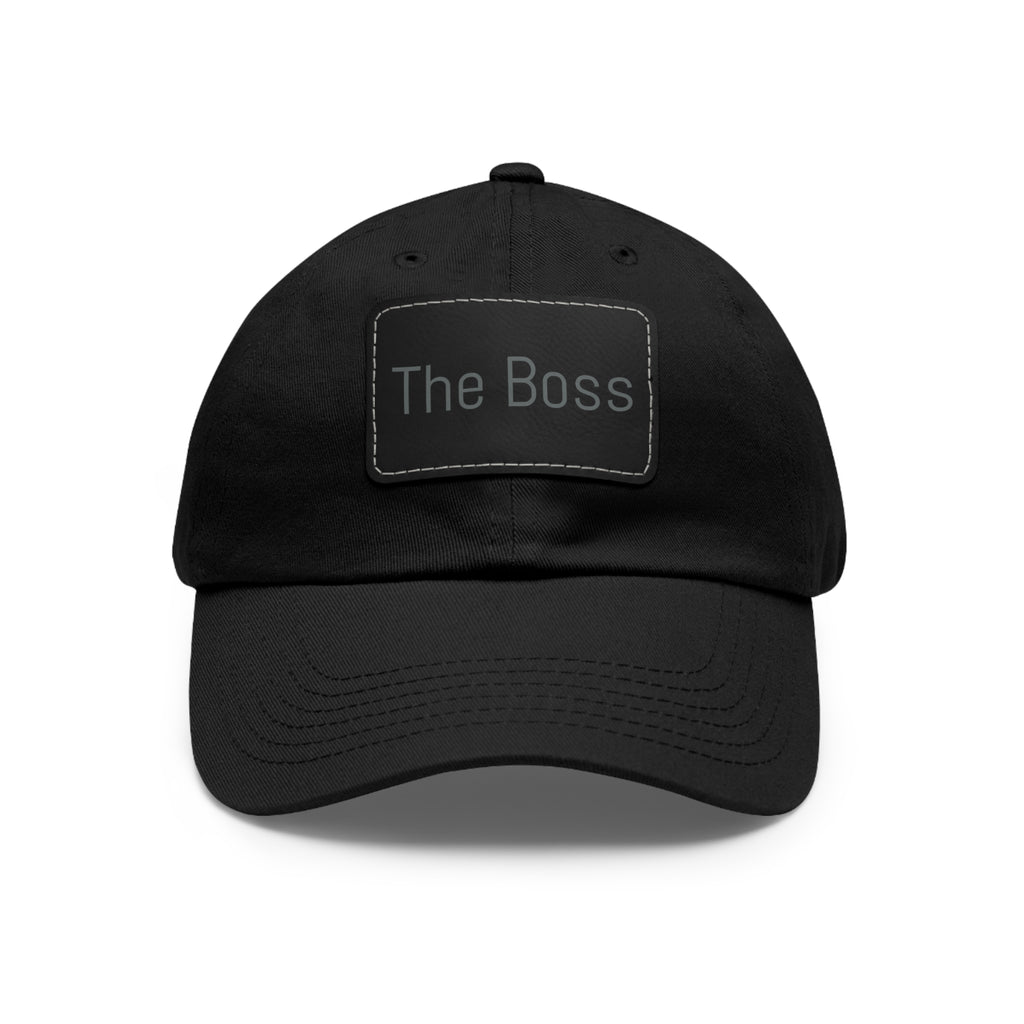 The Boss Leather Patch Dad Hat — Neutral Cap with Pink Patch