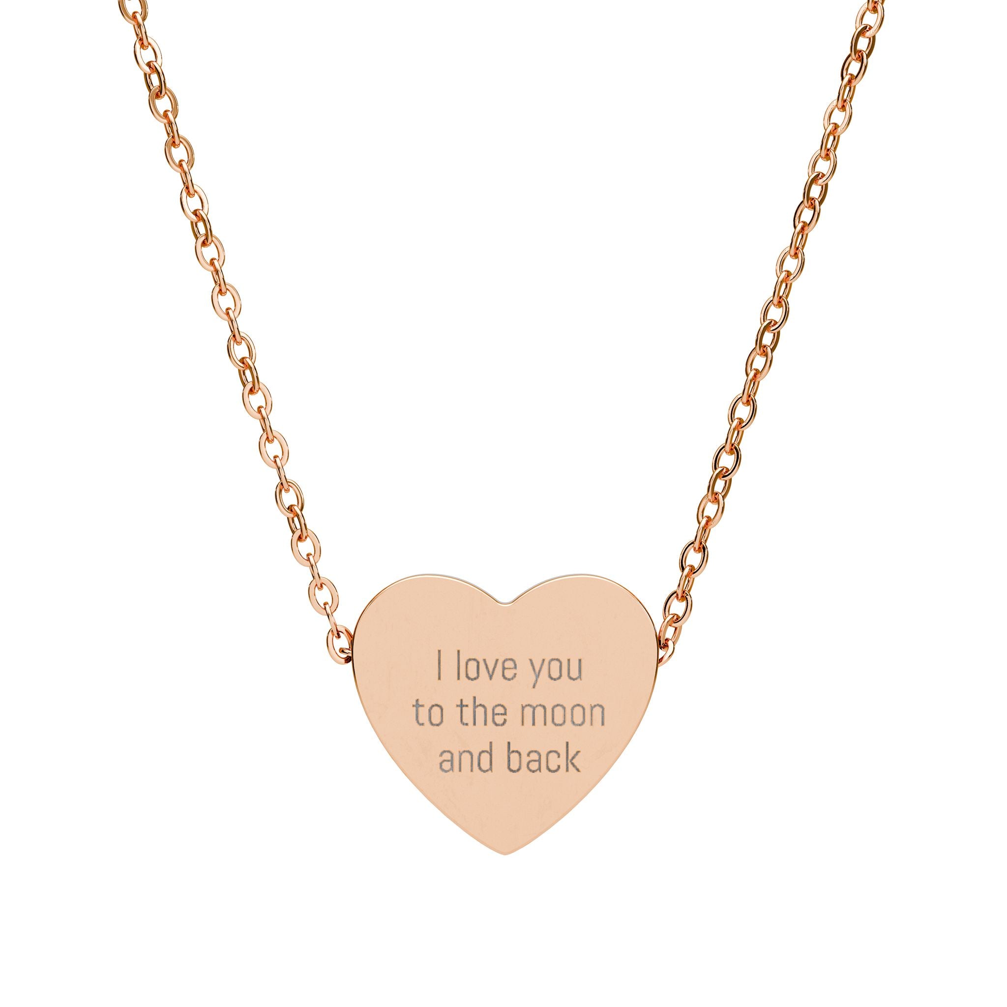 Engraved Heart Necklace — "I love you to the moon and back"