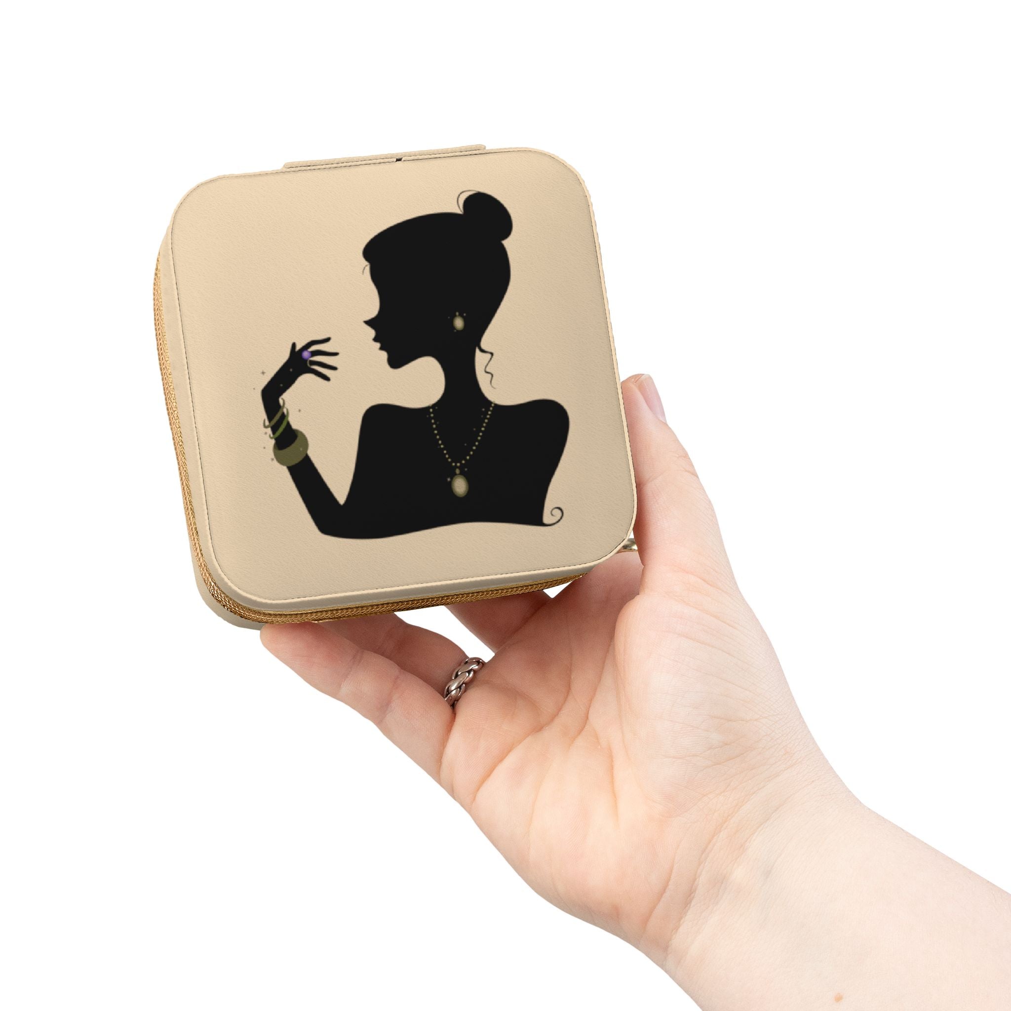 Compact Jewelry Case — Silhouette Design Portable Organizer for Rings, Earrings & Necklaces