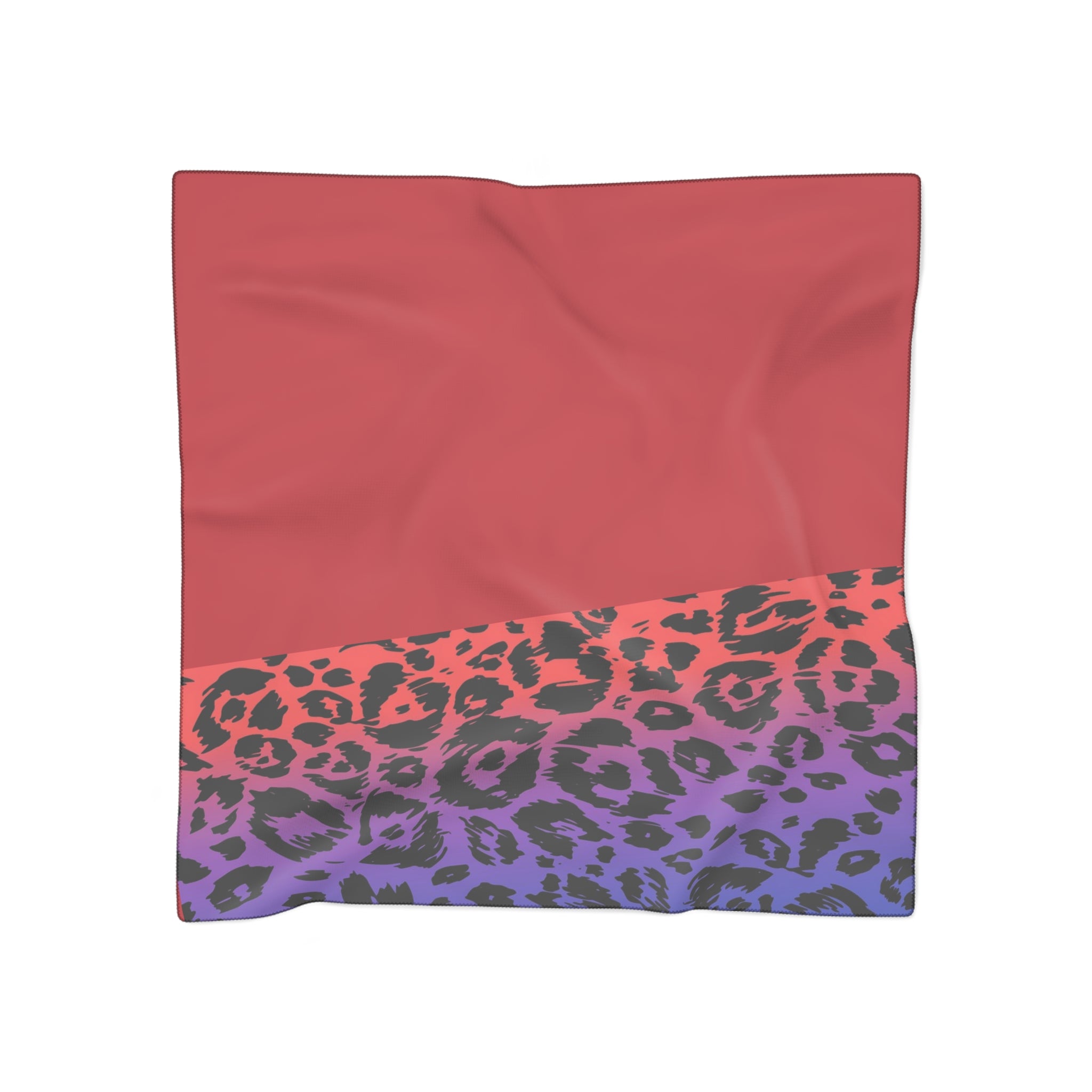 Silky Leopard Ombre Scarf – Red to Purple Animal Print Poly Scarf
