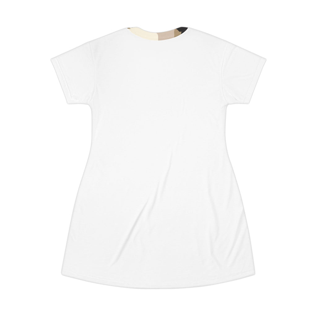 Leopard Border T-Shirt Dress — Animal Print Hem AOP Casual Dress