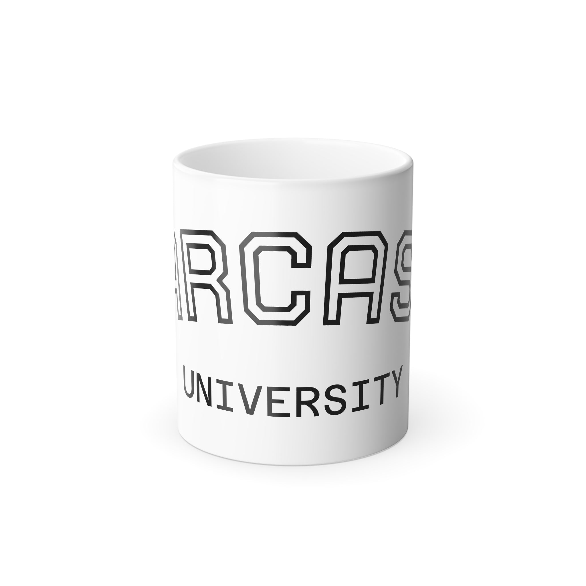 Sarcasm University Color-Changing Coffee Mug — 11oz Novelty Heat Reveal