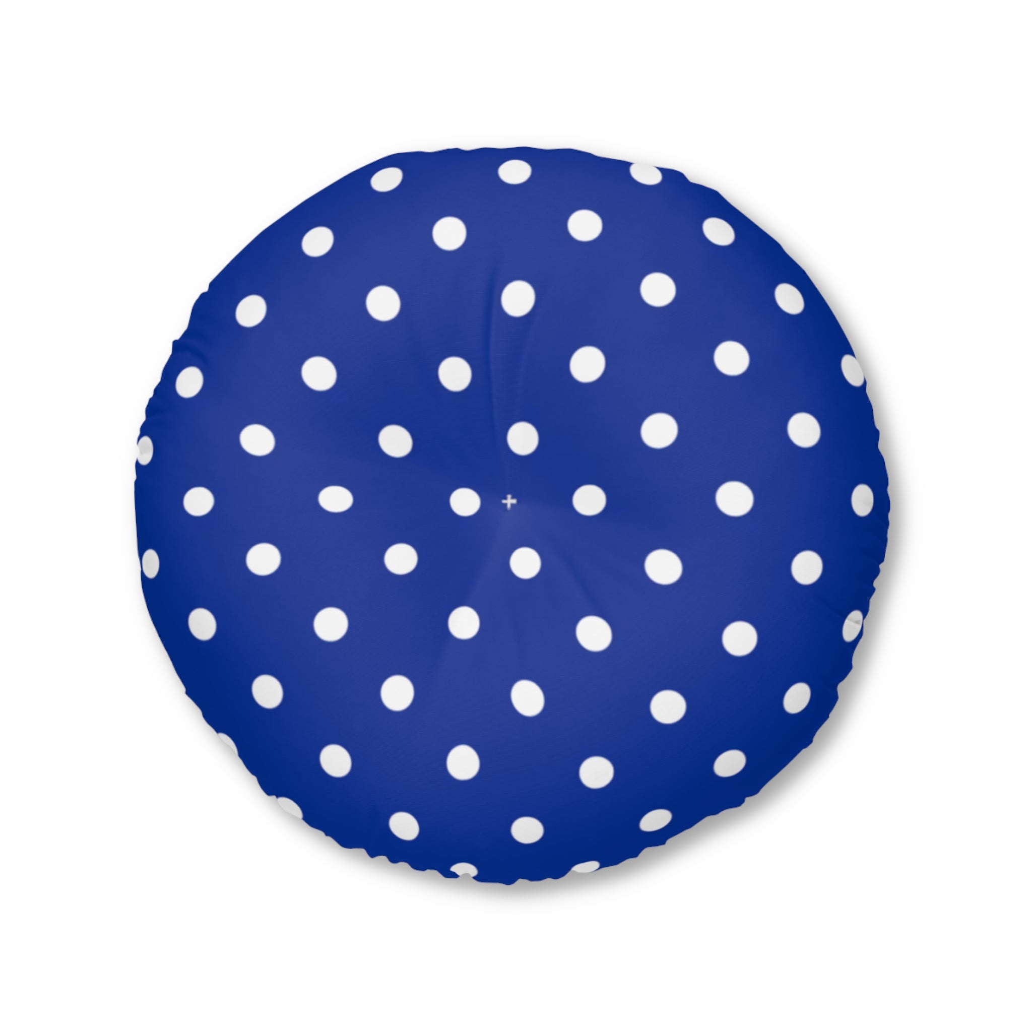 Round Tufted Floor Pillow — Navy Polka Dot Decorative Seating Cushion