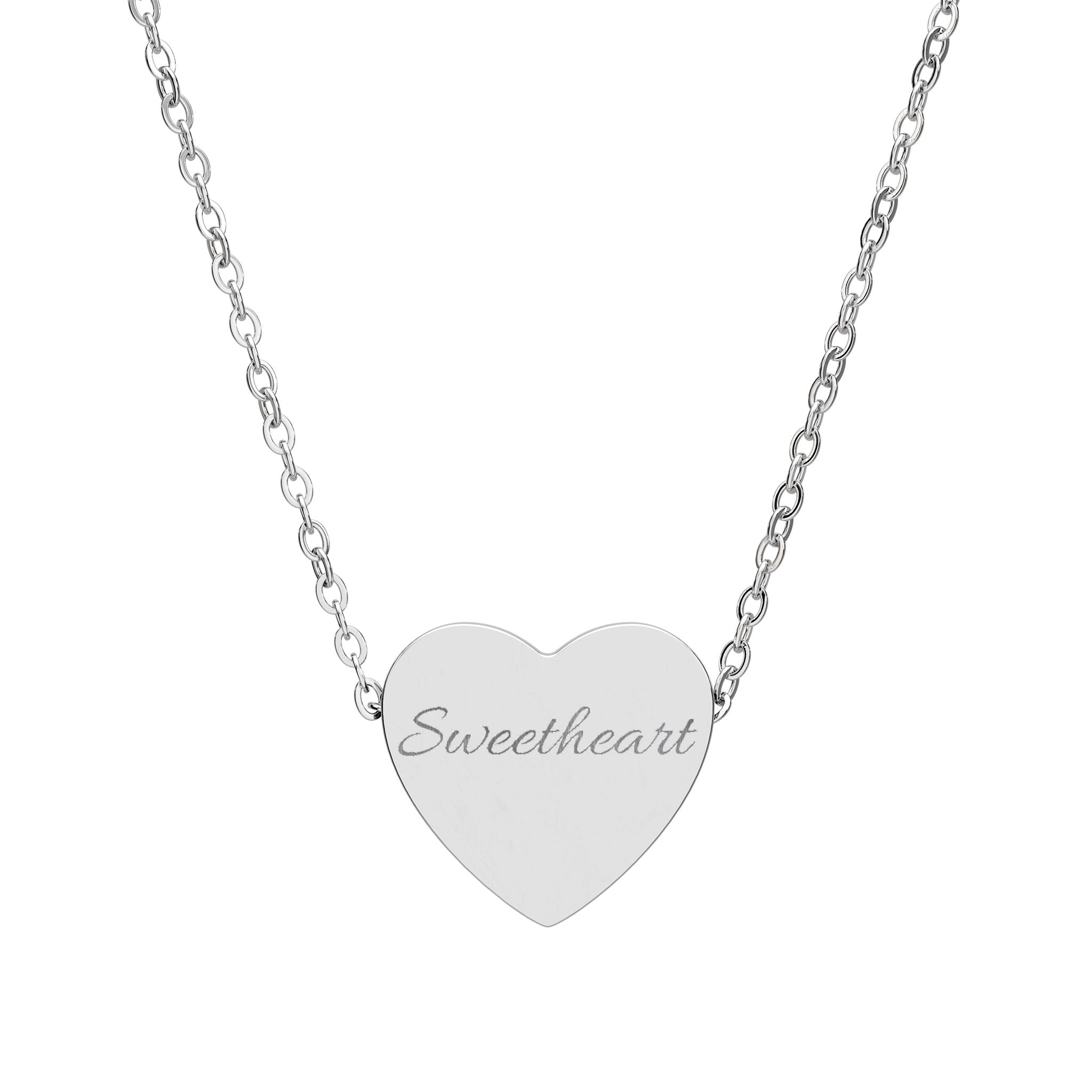 Engraved Heart Necklace — "I love you" Personalized Pendant