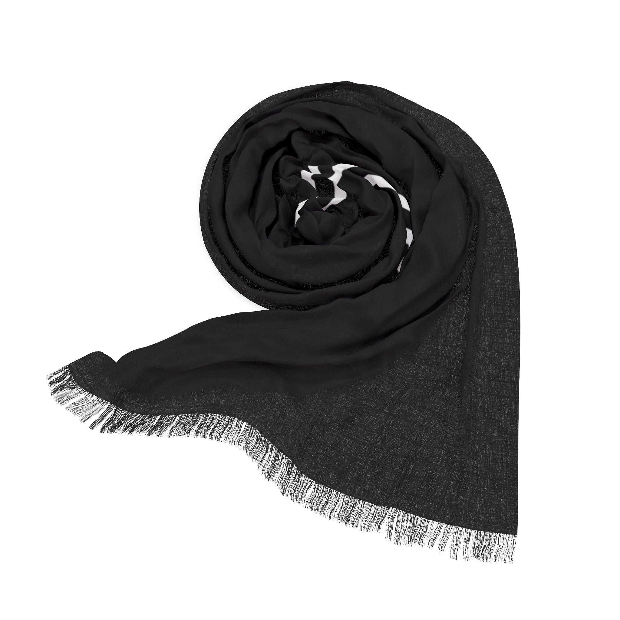 Black & White Lined Silk Scarf — Elegant Lightweight Fashion Accessory