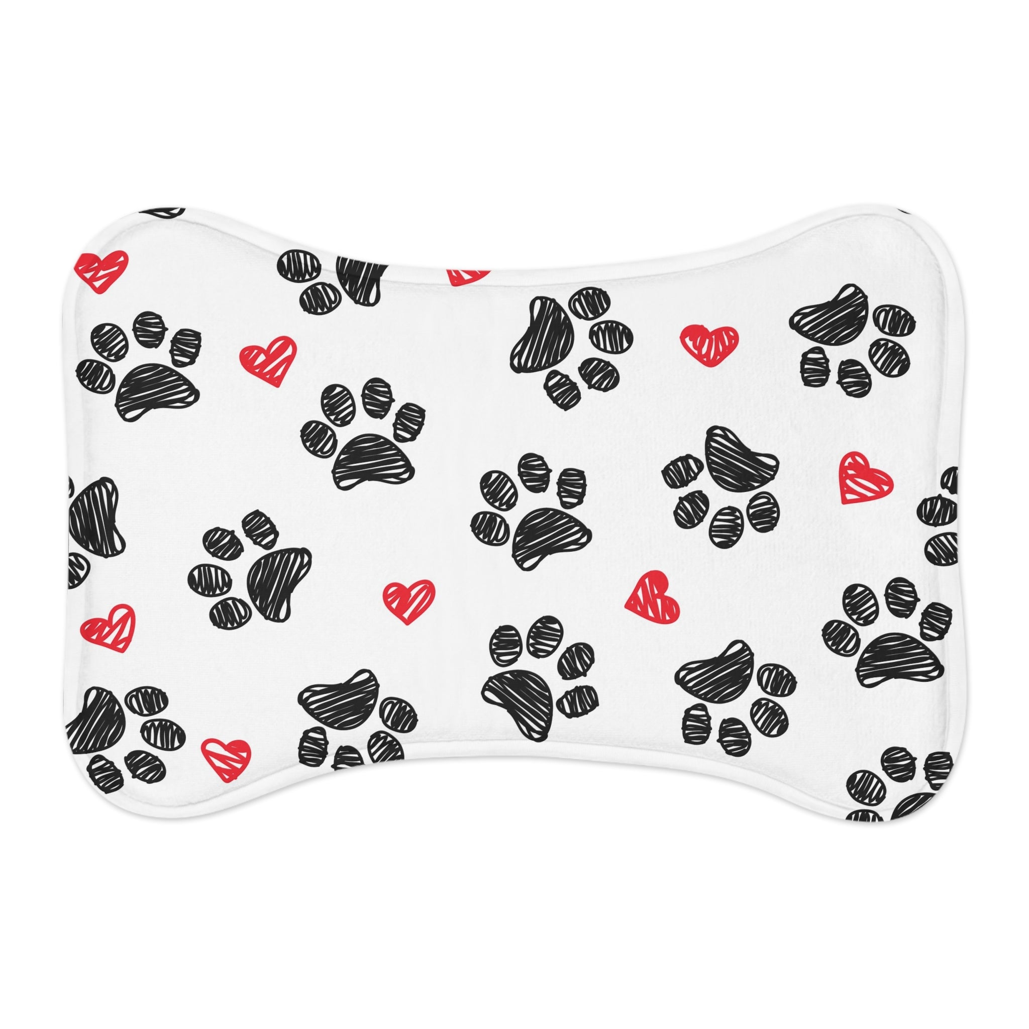 Pet Feeding Mat — Paw Print & Heart Non-Slip Placemat for Dogs & Cats