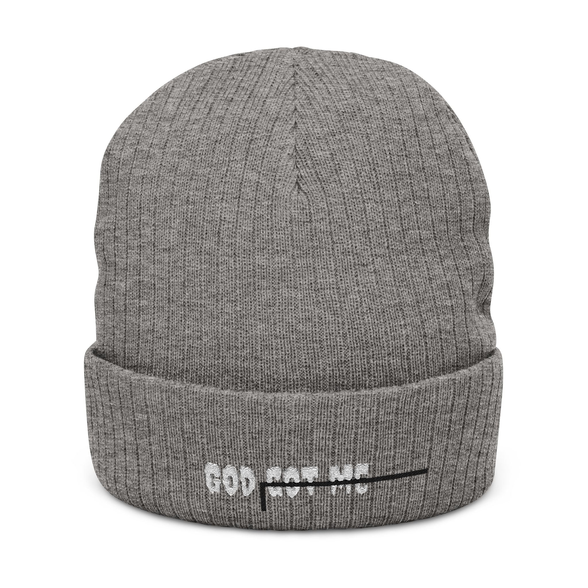 Embroidered 'God Got Me' Ribbed Knit Beanie — Faith-Inspired Winter Hat