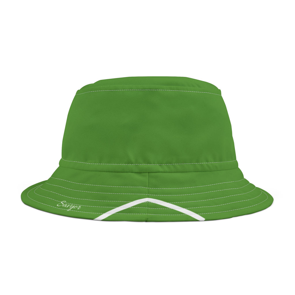 Green Bucket Hat — Solid Color Casual Sun Hat