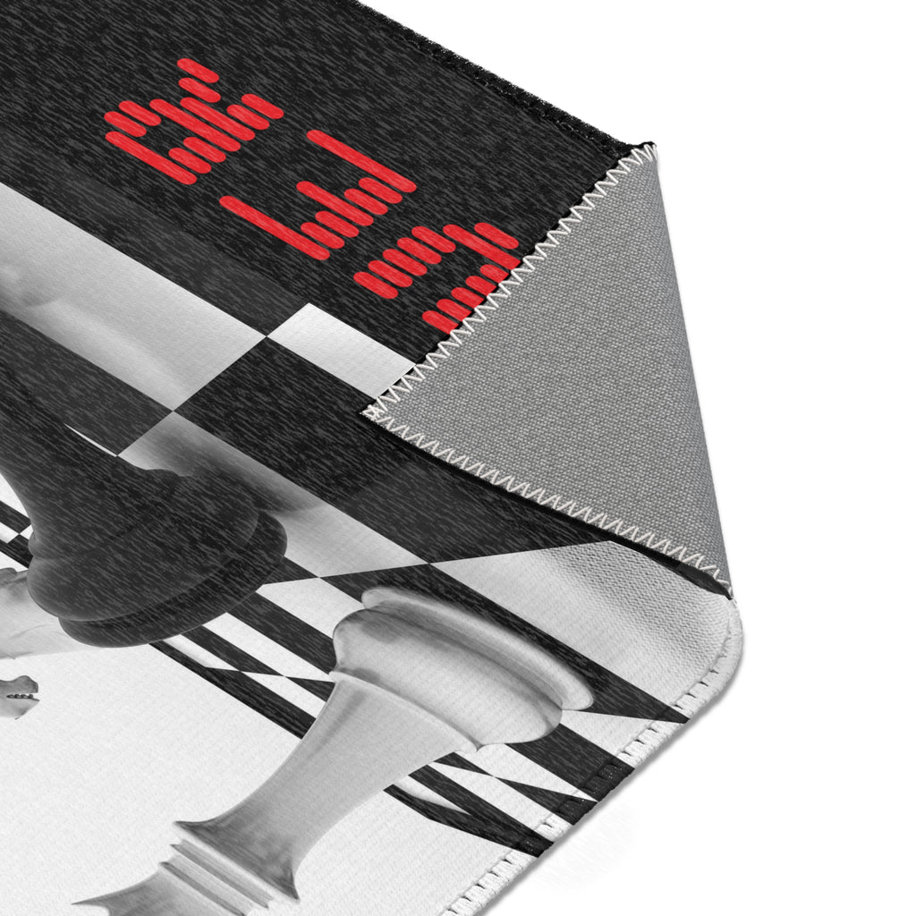 Chess 'Game Over' Area Rug — Black & White Gaming Decor